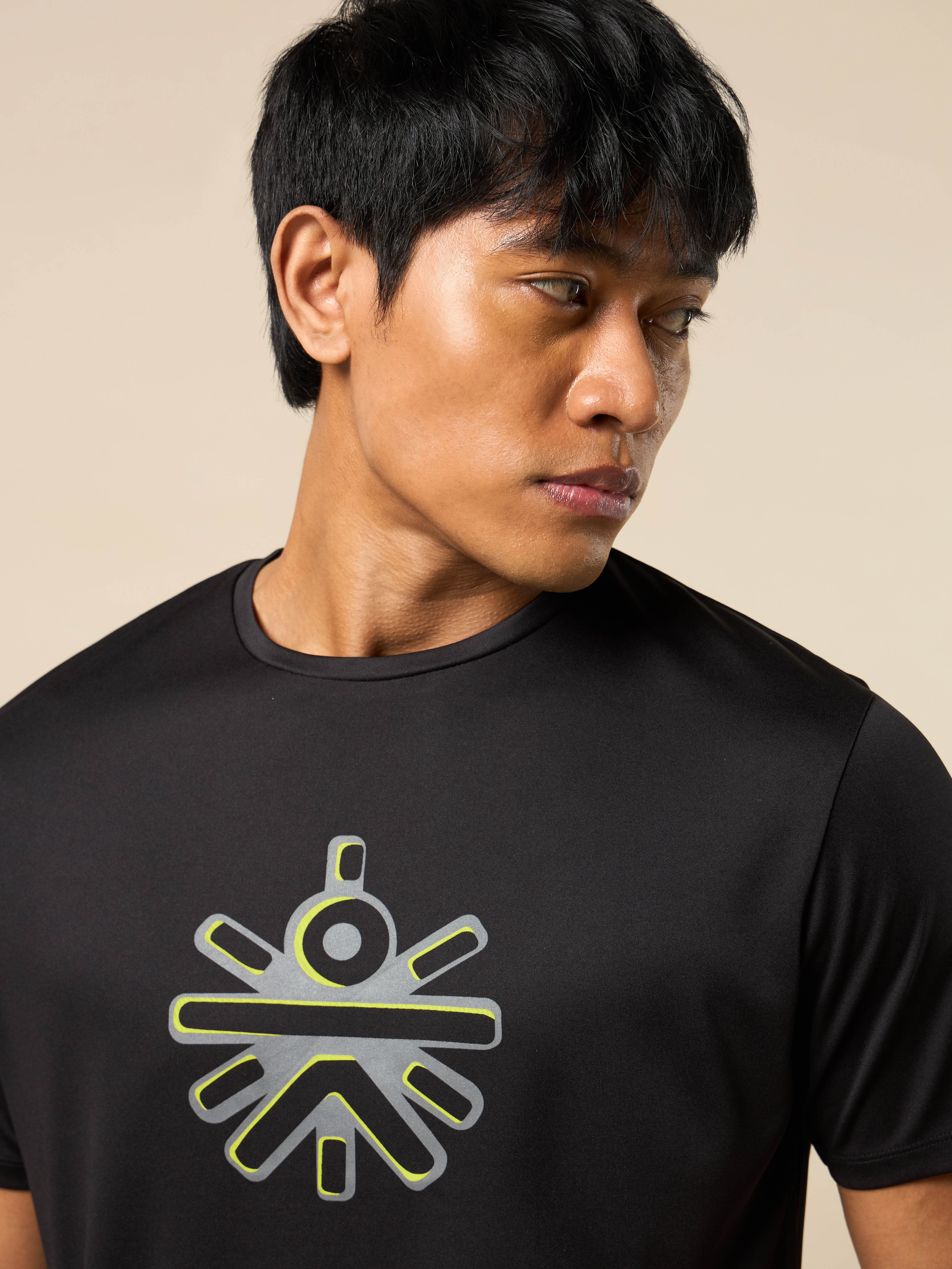 Men's Black Brand Carrier Print T-shirt