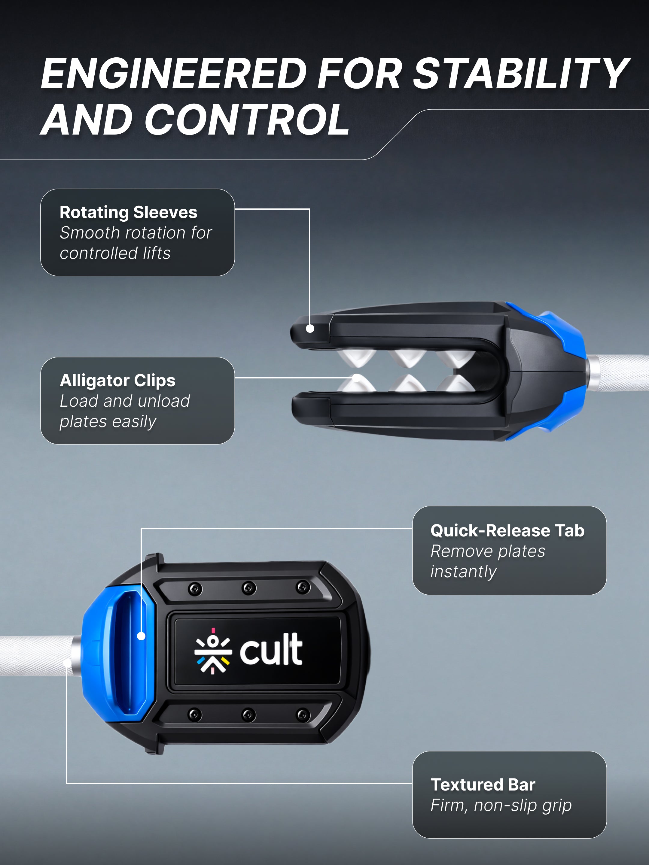 Cult Smartbar 20 Kg Adjustable Barbell with 3 pairs of Multi-grip weight plates, 2-in-1 use as free weights dumbbells & Barbell rod |  Perfect for Home Strength Training
