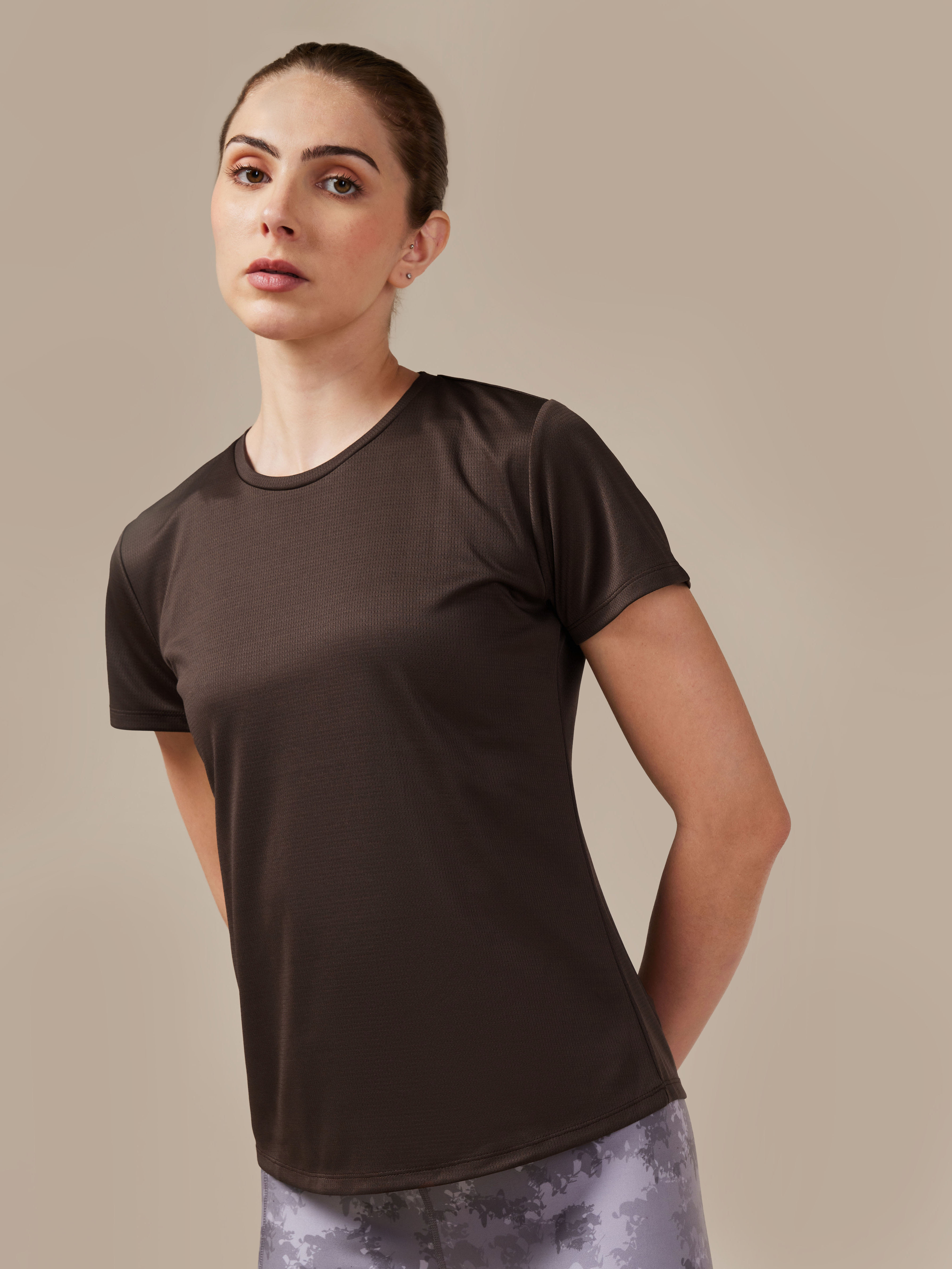 Women's Brown Performance T-shirt