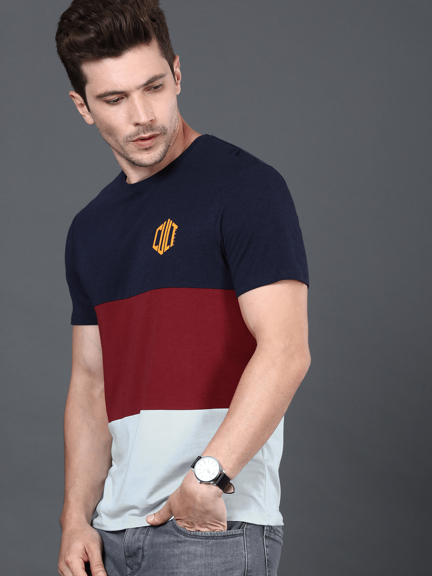 Bamboo Snug Navy Burgundy Casual Tee