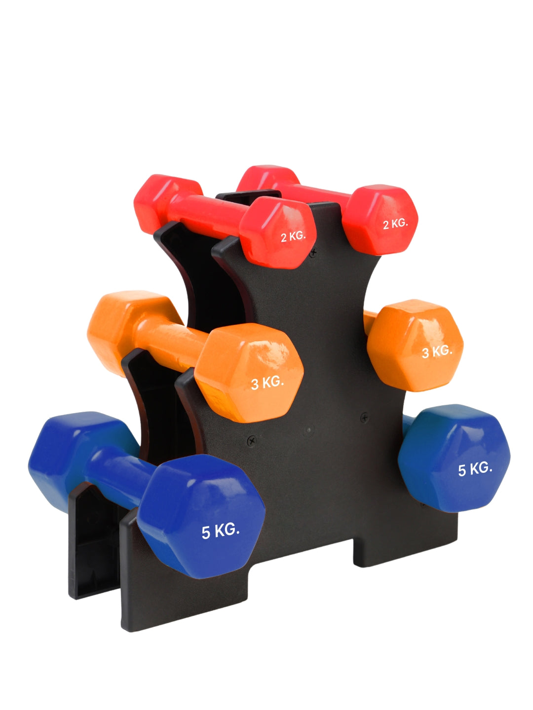 Cult Vinyl Dumbbells Combo for Home Gym Exercise (2kg + 3kg + 5kg Set) 20kg | Dumbbells with Rack