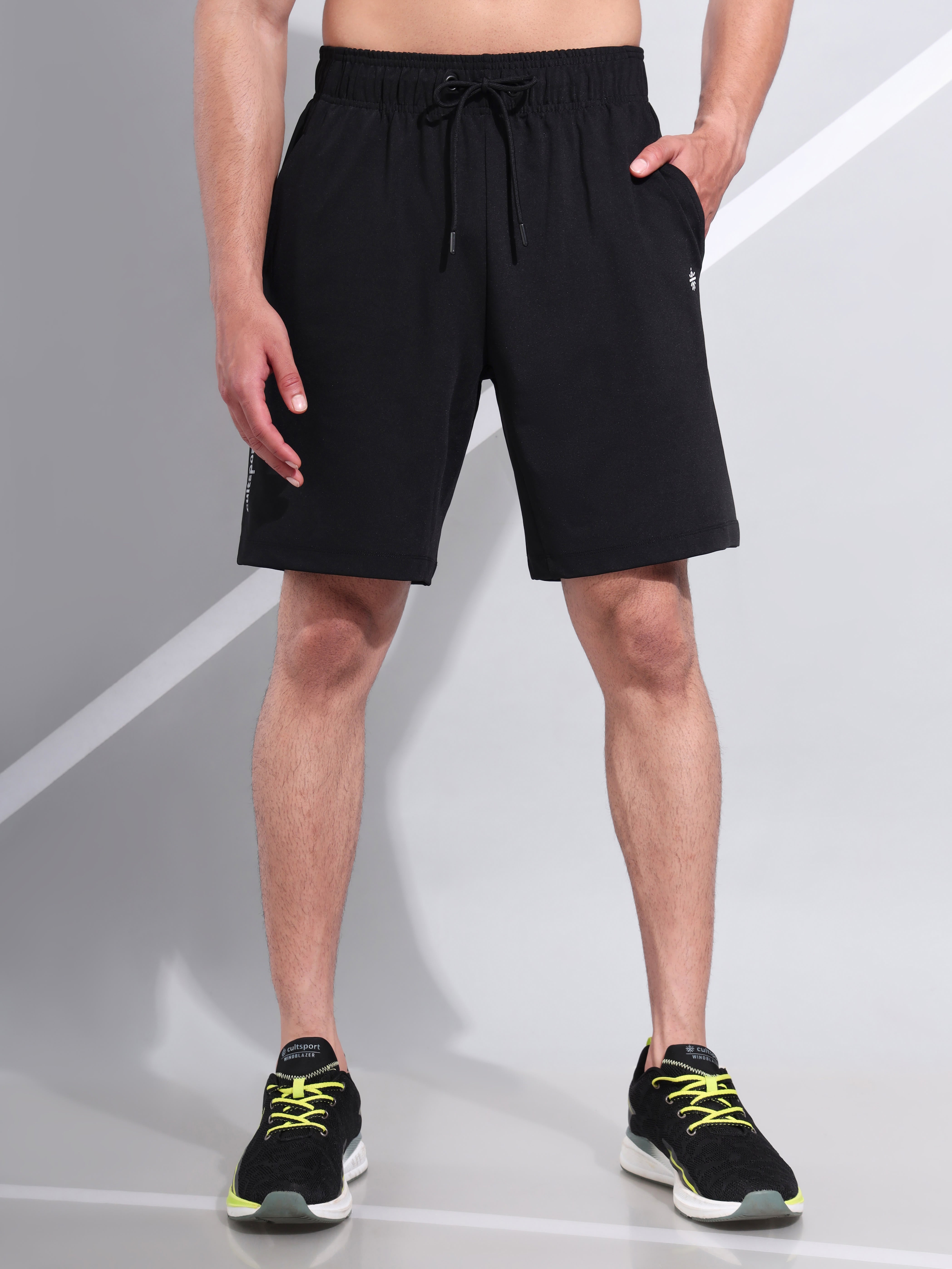 Solid Active Shorts with Side Pockets