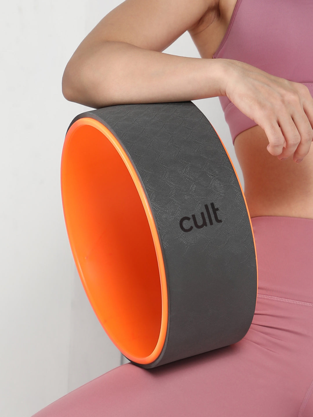 TPE Yoga Mat Black with Yoga Wheel Grey