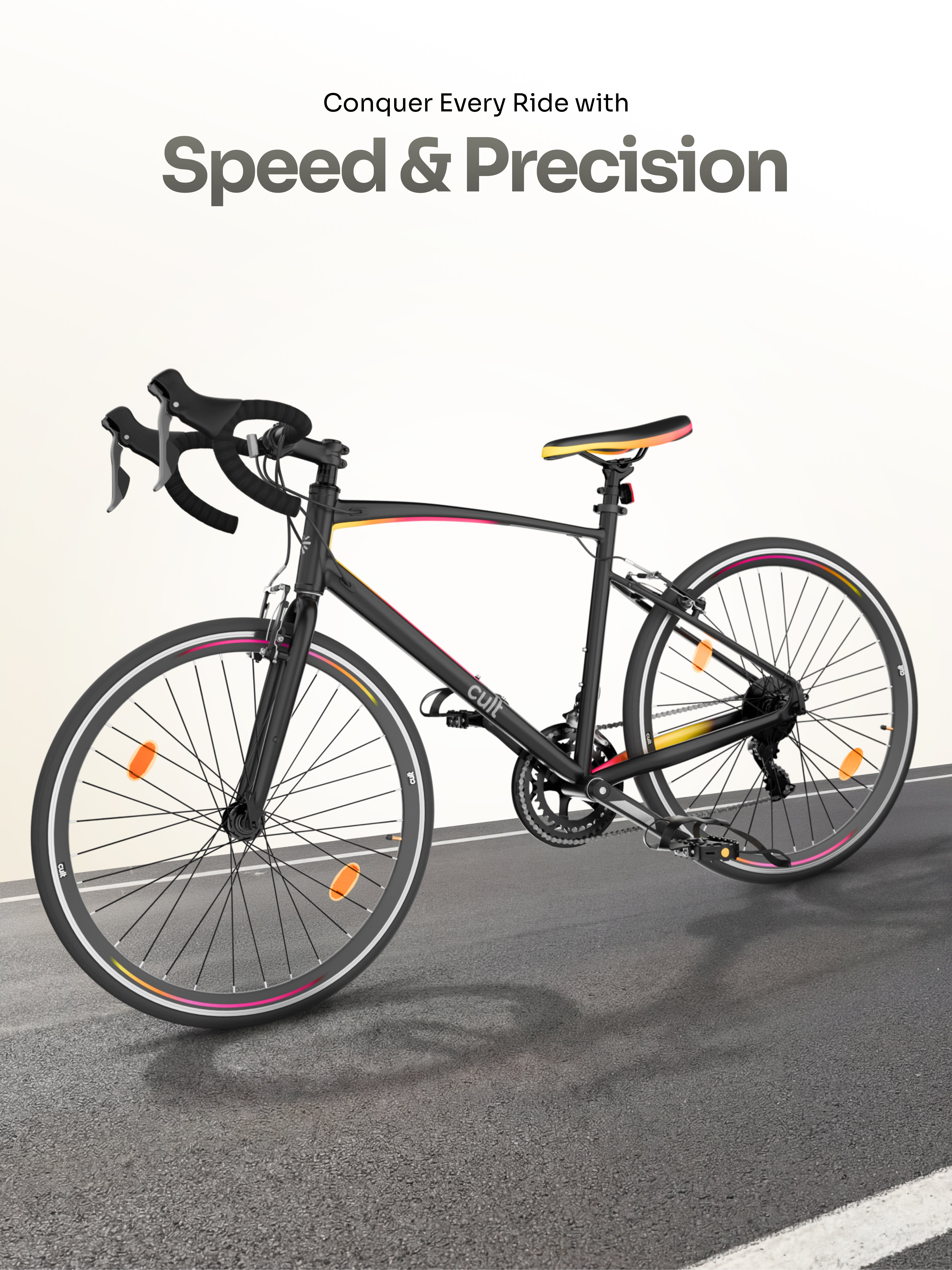 Cult Aero 700C 16 Speed Alloy Road Bike – Black