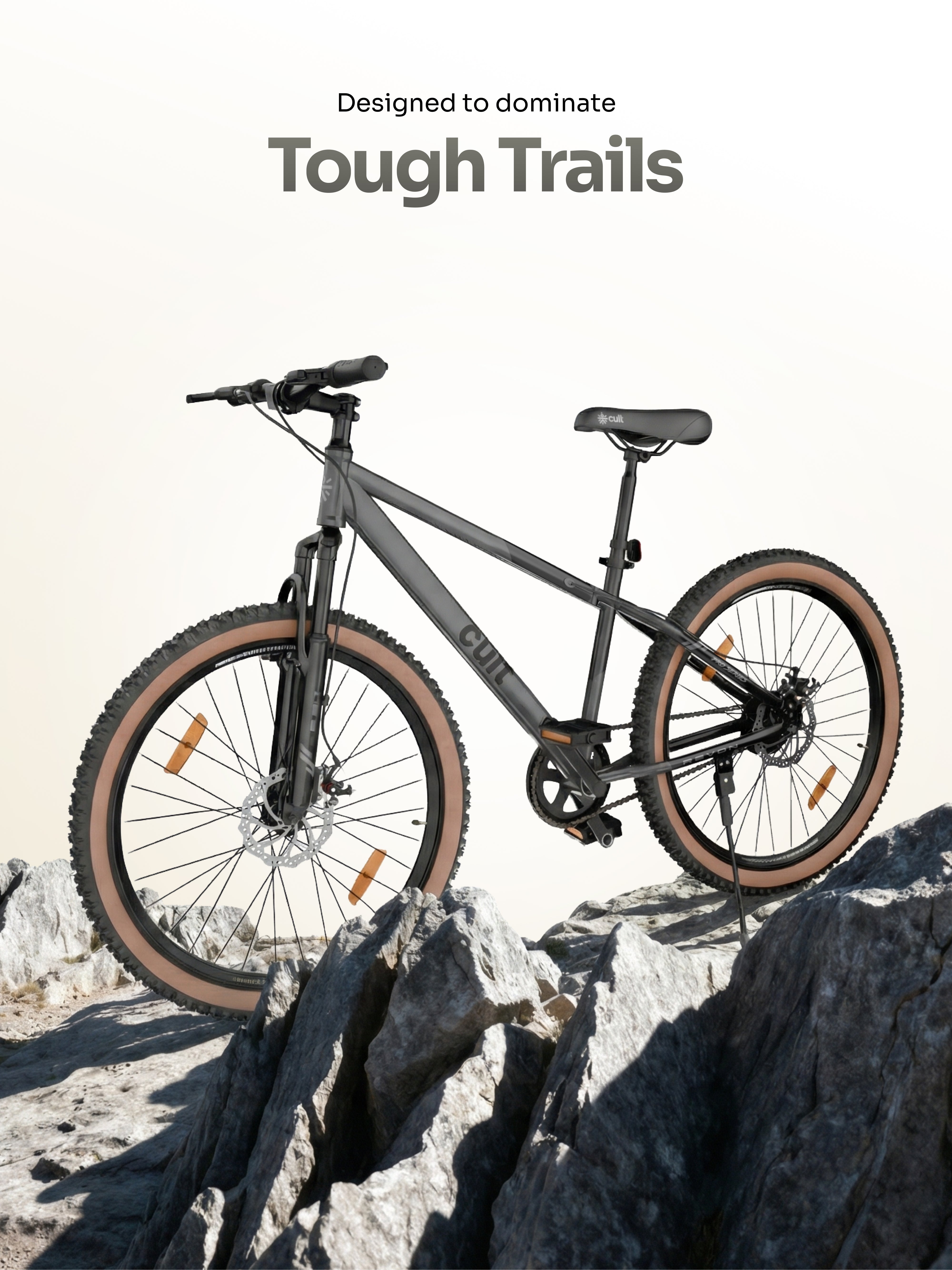 Cult Revon 27.5T Steel Mountain Bike with Dual Disc Brake and Front Suspension, Black-Grey