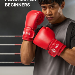 cult Neo PU Boxing Gloves for Men & Women Foam Padding Thickness 25mm Punching Bag Gloves for Boxing, Training, Kickboxing, Muay Thai, MMA Red