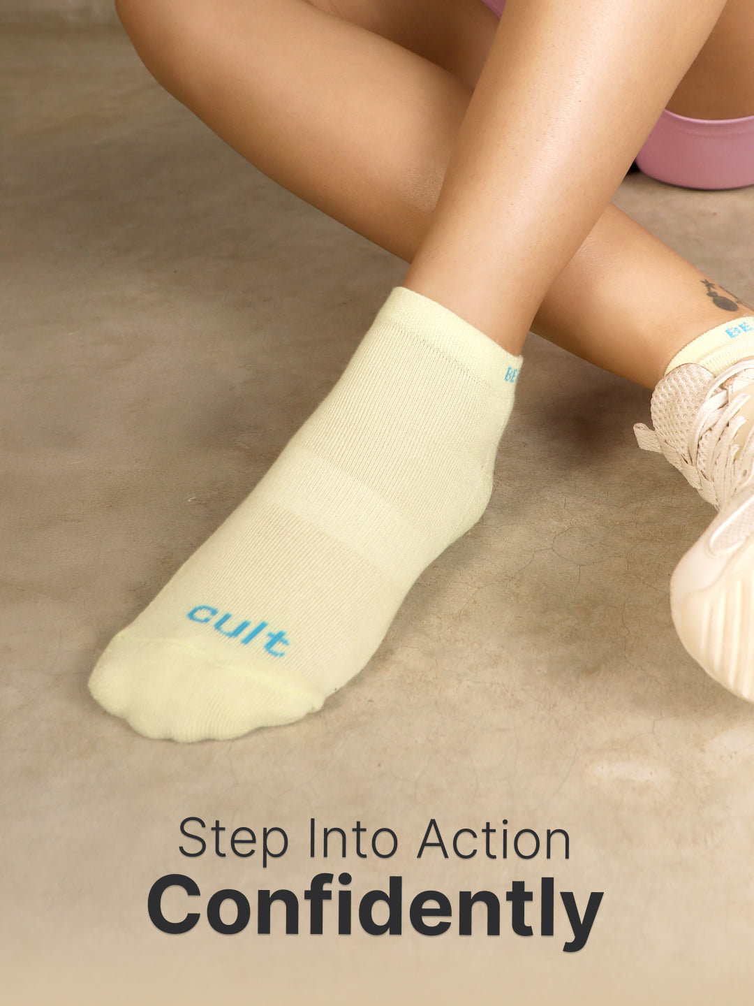 Sports Low Ankle Length Terry Pack of 3 Sea Green,White & Yellow Socks Women