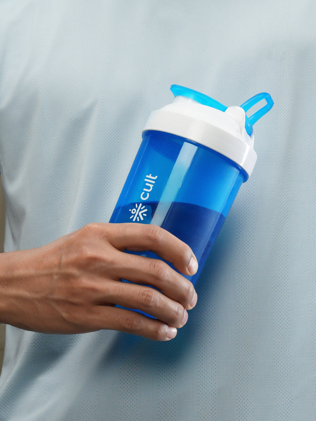 Compact 12L Gym Bag with Shoulder Strap Red & 600ml Shaker Bottle with Mixer Ball Blue