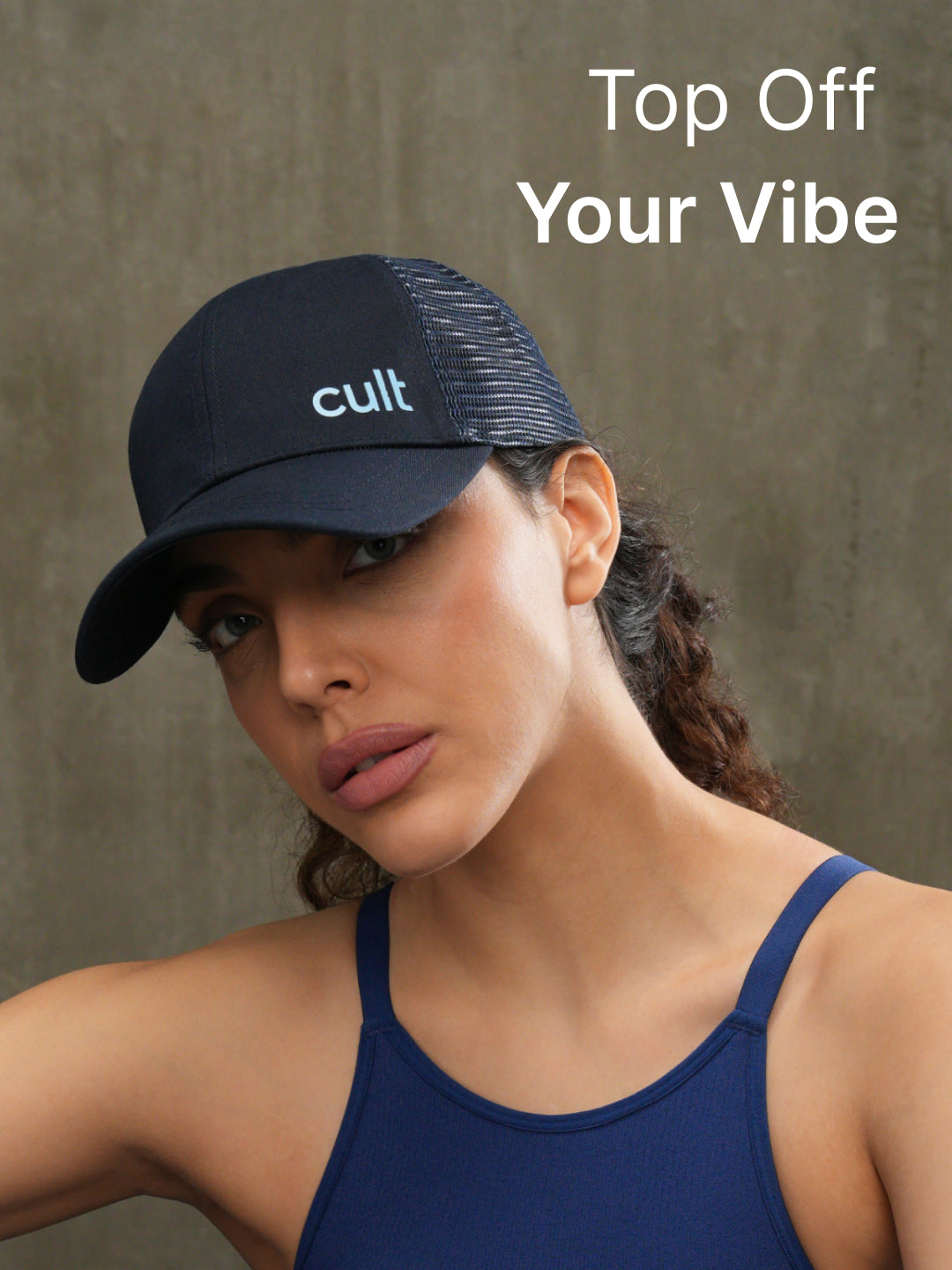 cult Half Mesh Cap Navy- Unisex Adjustable Cap for Men & Women