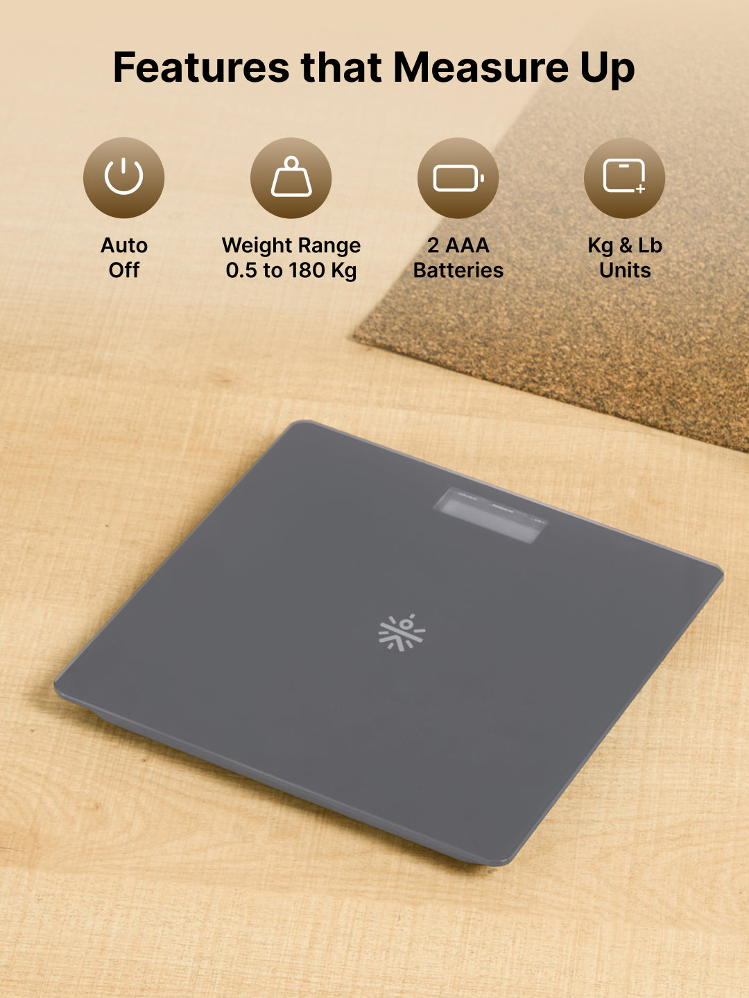 Cult Active body Weighing scale, LCD display, Weight Machine, 180 Kg, Batteries included, Tempered Glass Platform, Ideal for Home Use, Grey