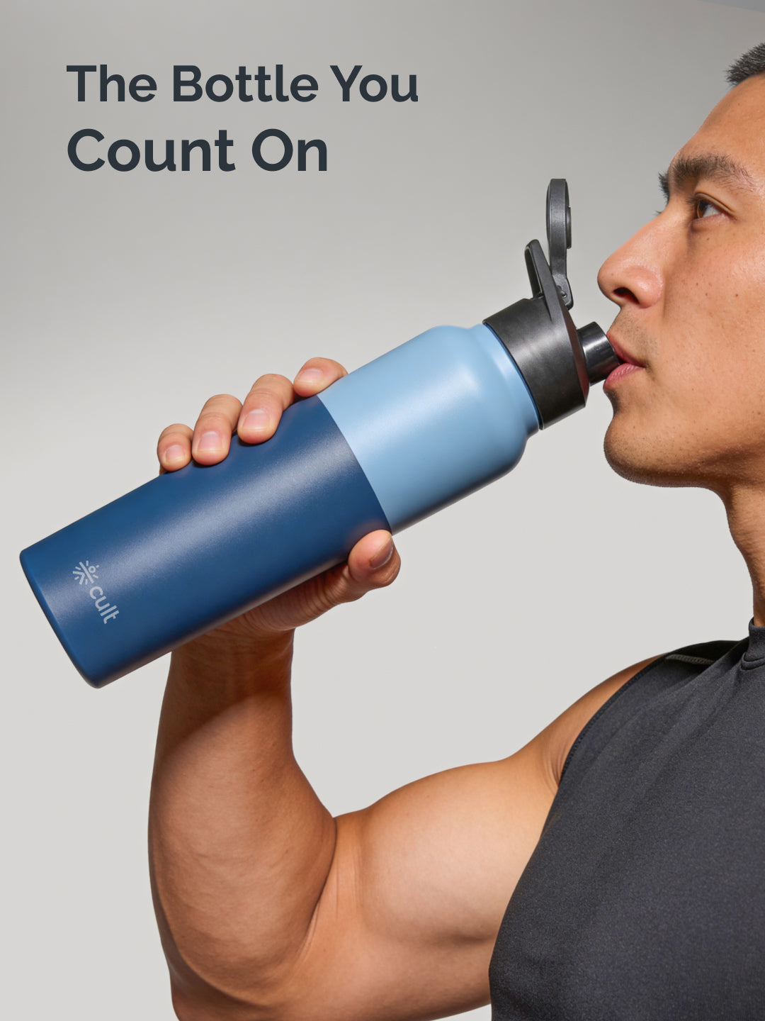 cult Steel Bottle 1Ltr With Sports Cap Dual Blue