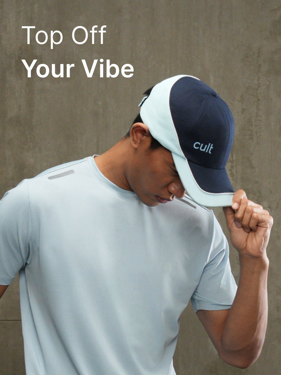 cult Colour Block Cap Navy and Sky Blue- Unisex Adjustable Cap for Men & Women