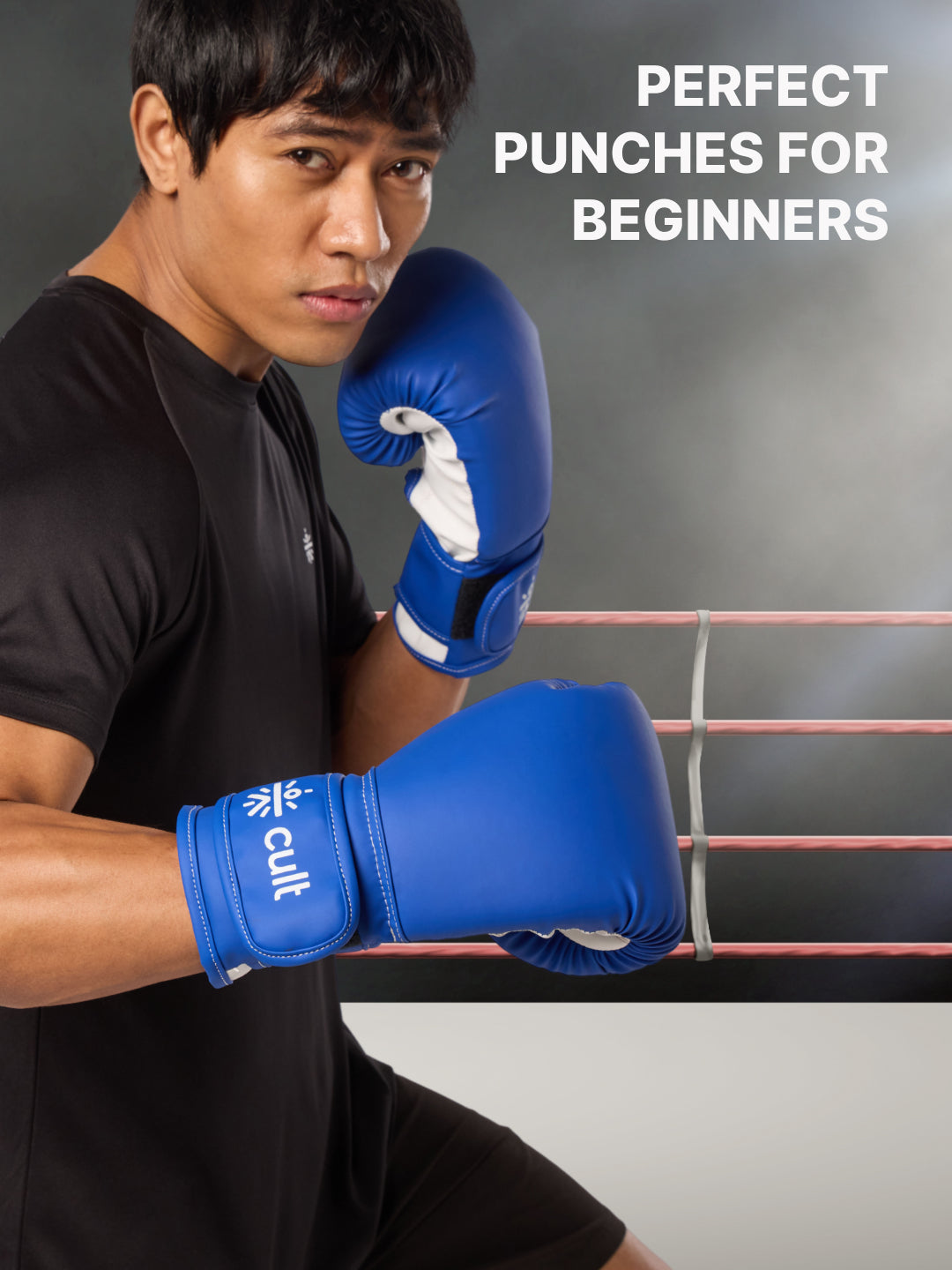 cult Neo PU Boxing Gloves for Men & Women Foam Padding Thickness 25mm Punching Bag Gloves for Boxing, Training, Kickboxing, Muay Thai, MMA Blue & White