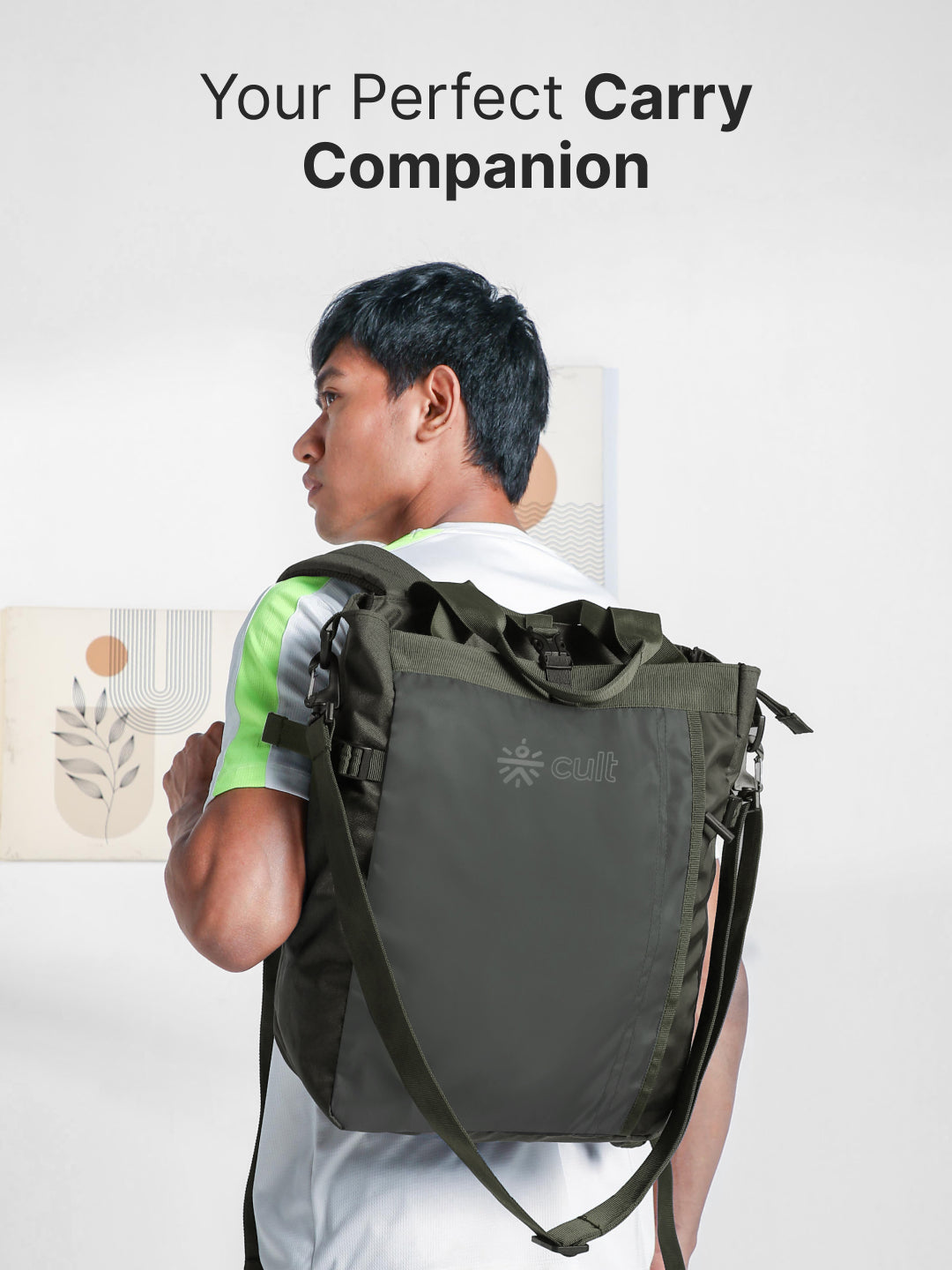 Work to Play Laptop Backpack 35L - Water-Repellent, Multi-Functional Bag with Trolley Sleeve & Shoe Cover Olive