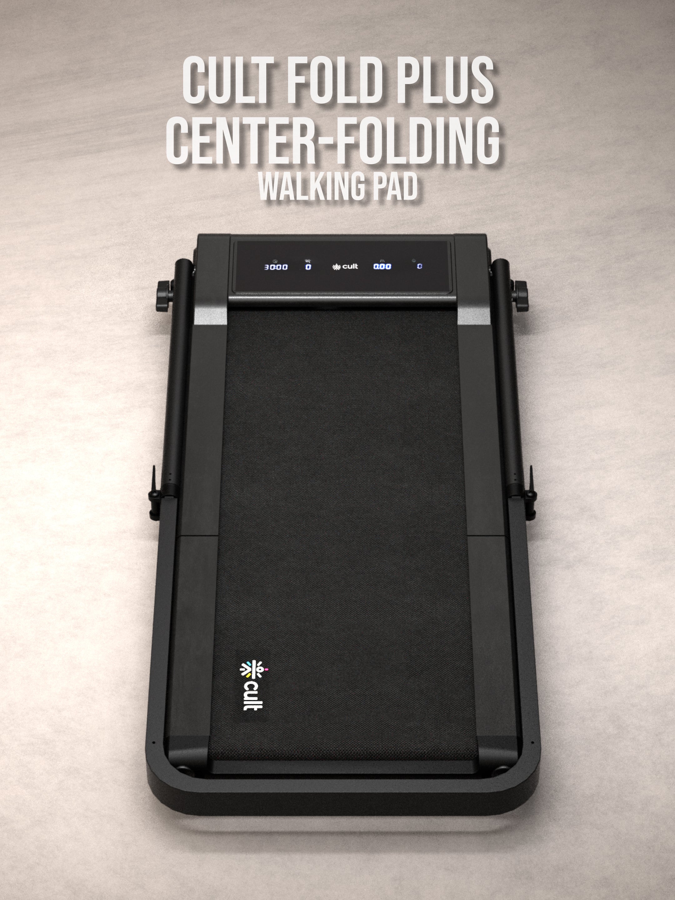 Cult Fold Plus Center-Folding Walking Pad with 5HP Motor with Easy Remote Control | Max User 130kg | Top Speed 6kmph | Running Deck 39.3 x 15.7 inches | Space Saving & Perfect for Home use Treadmill (with 6 Months Extended Warranty)