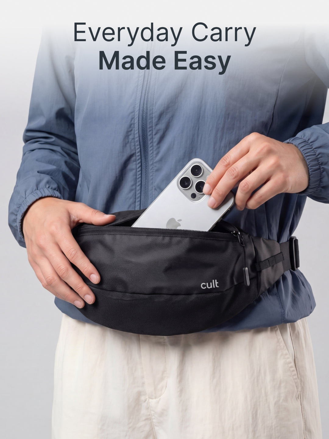 Cult Waist Bag Fanny Pack for Travel & Daily Use Black Unisex
