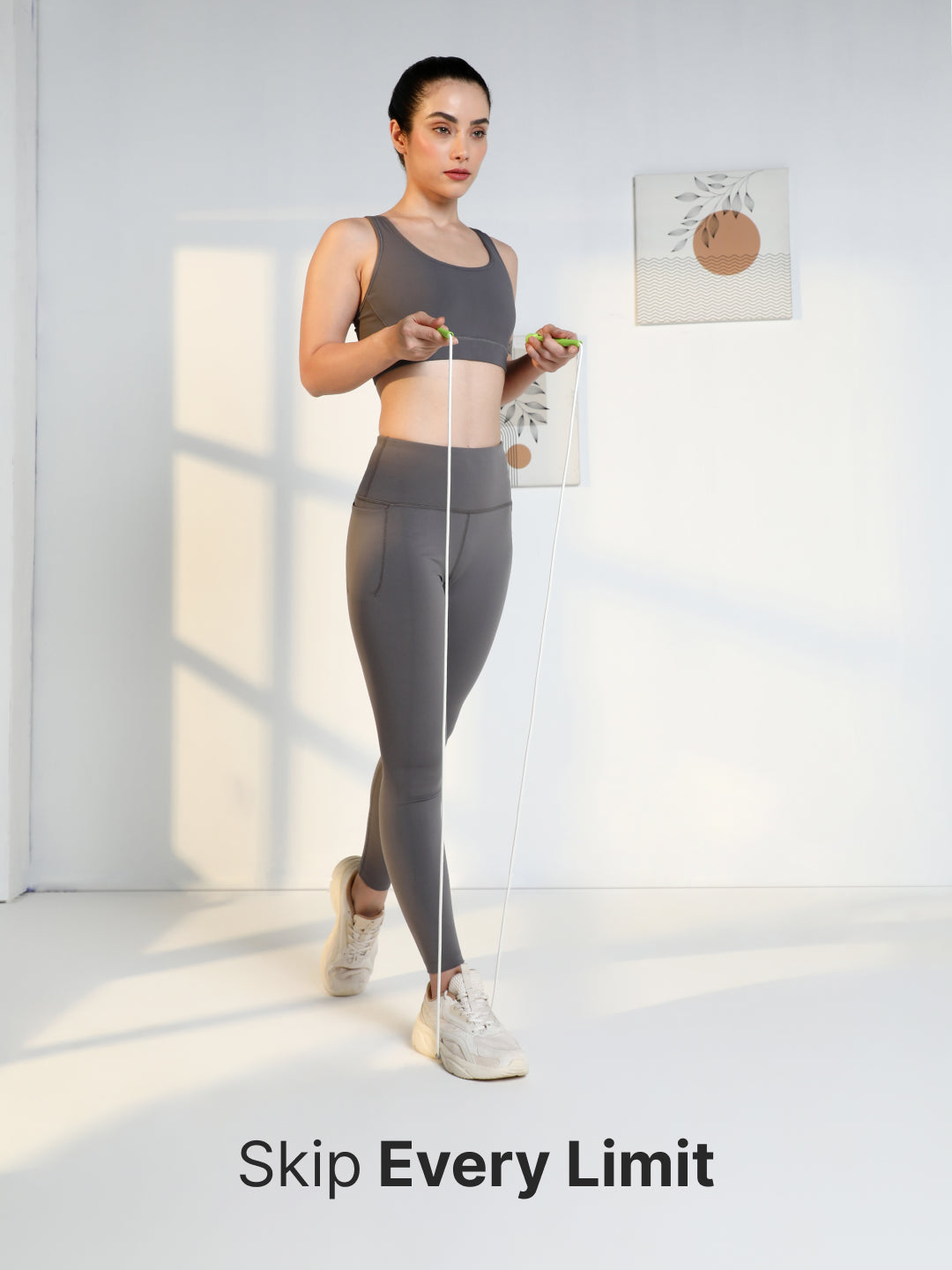 Pencil Skipping Rope for Gym & Home Exercise – Adjustable, Tangle-Free – White