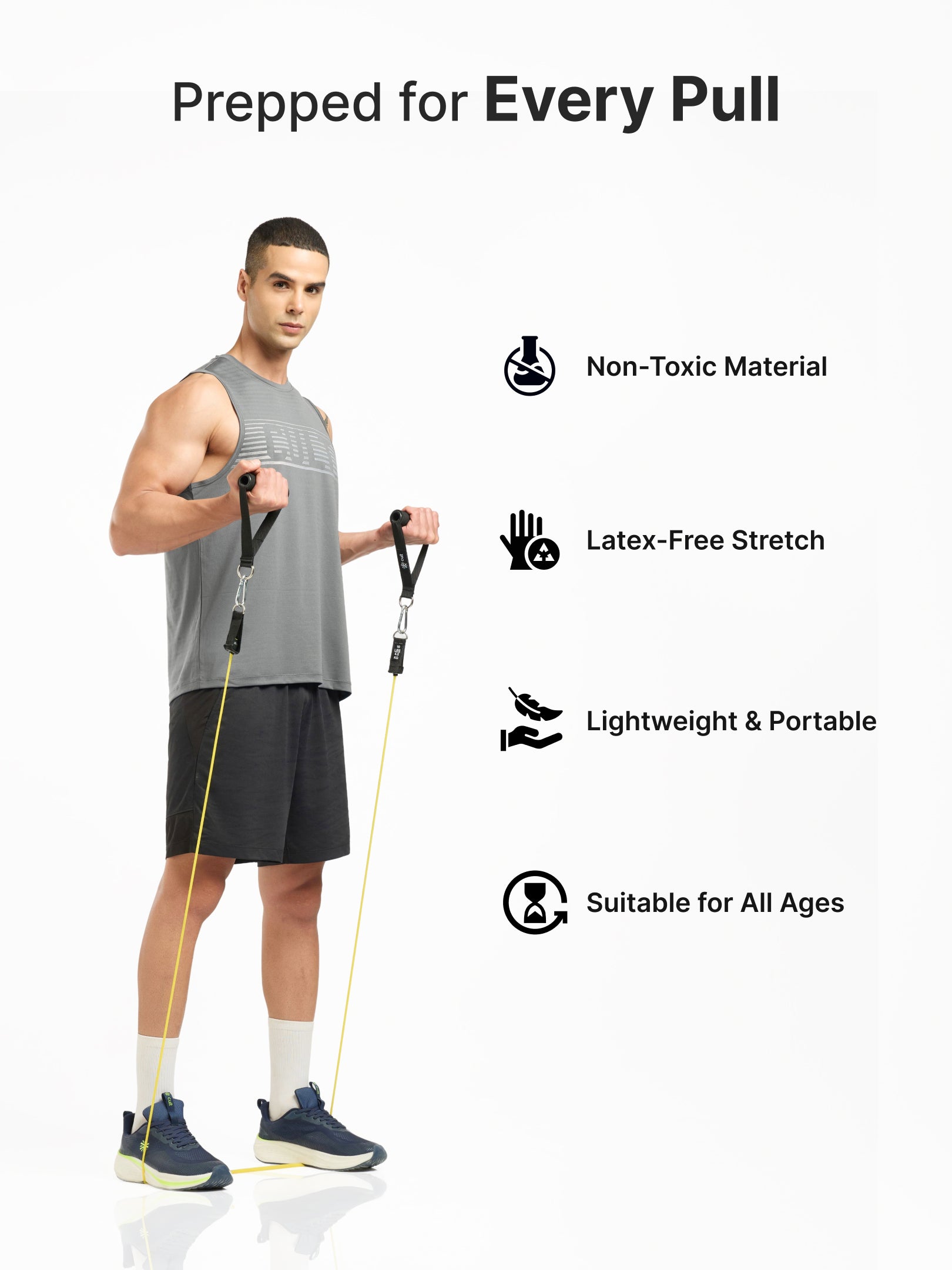 Cult Resistance Band Set of 11 with Handles, Portable Toning Tubes with Door Anchor & Foam Handles Resistance Tube Kit with Bag and Ankle Straps Included