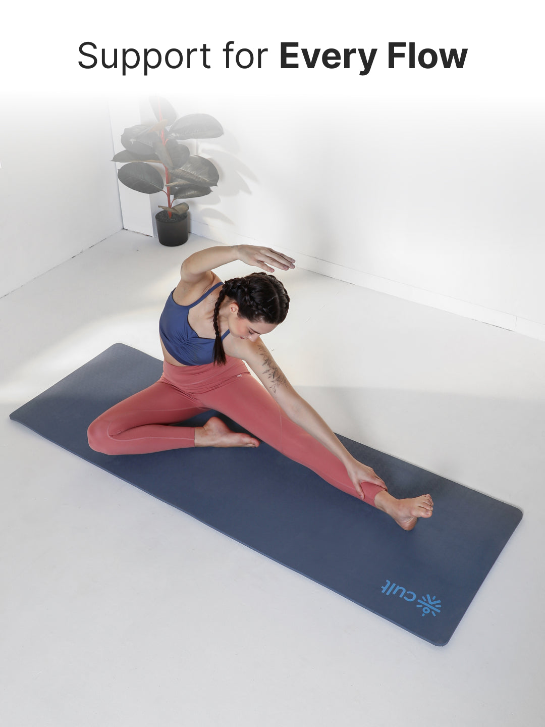 CULT TPE Yoga Mat 10mm Extra Thick with Carry Strap and Bag  Non-Toxic, Latex-Free, Anti-Slip, Tear-Resistant & Lightweight   Superior Cushioning for Joint Support, Meditation & Home Workouts- Navy