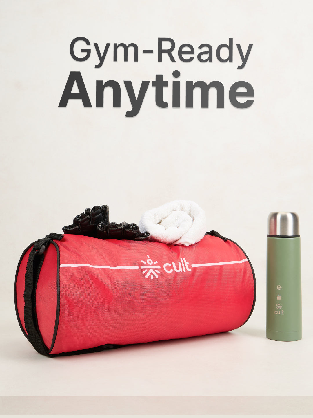 Duffle Bag Unisex Adjustable Strap Mesh pocket Gym & Sport Bag Red 12 L