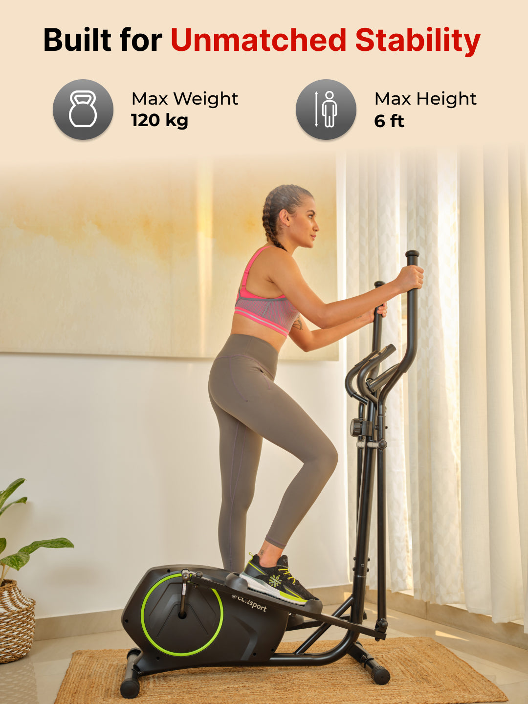 Smartcross B1 Elliptical Cross Trainer with 2kg Flywheel | Max Weight-120kg | 8 Level Magnetic Resistance (with 6 months extended warranty)