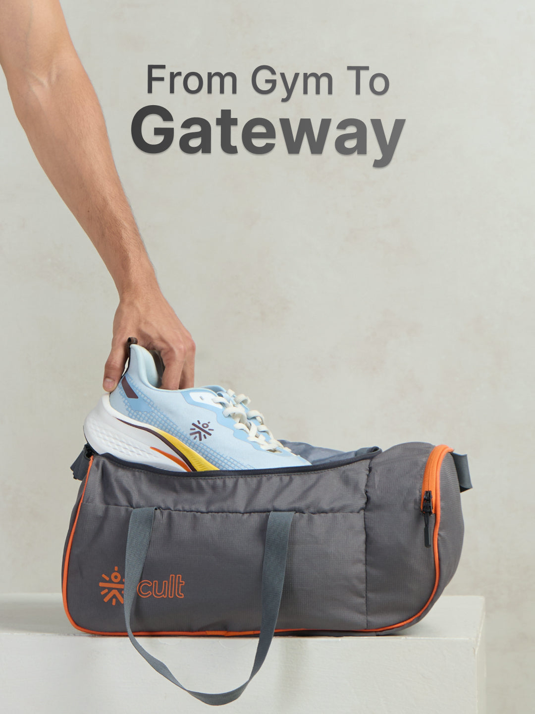 Foldable Duffle Bag 25L with Adjustable Strap Grey