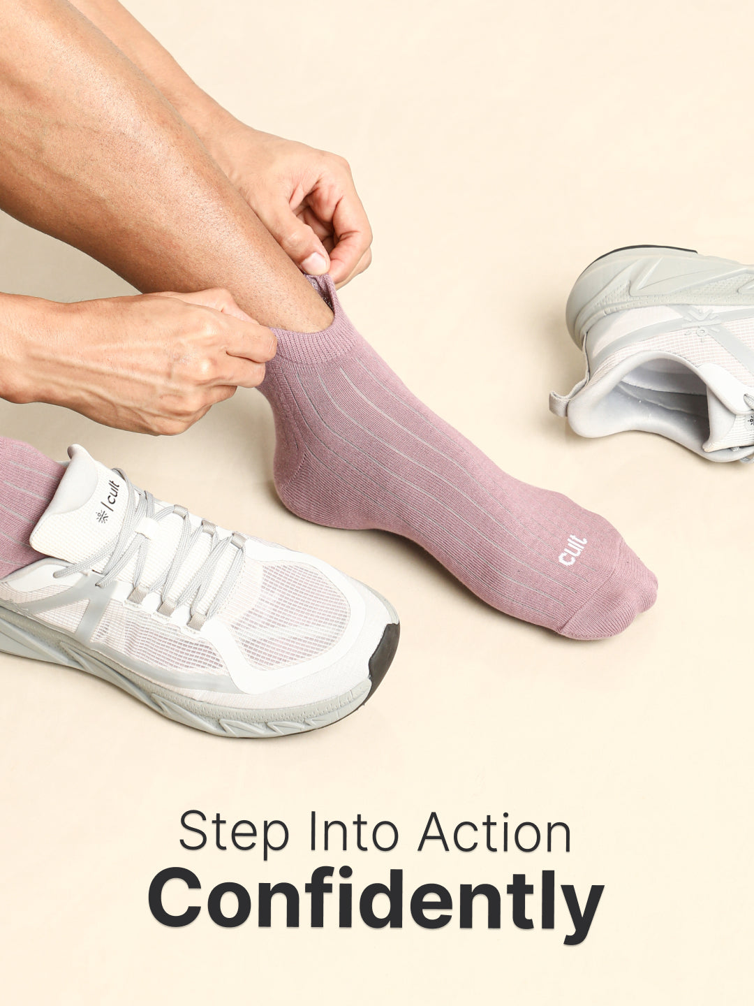 Sports Ankle Length Pack of 5 Pink,Olive,Navy,White & Black Solid Men's Socks