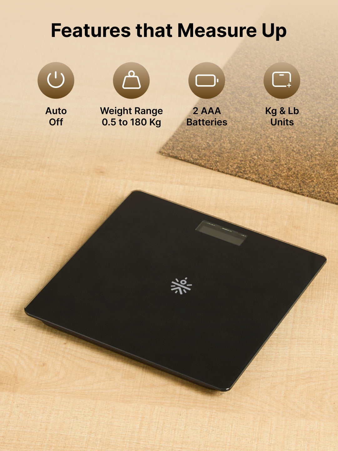 Cult Active body Weighing scale, LCD display, Weight Machine, 180 Kg, Batteries included, Tempered Glass Platform, Ideal for Home Use, Black