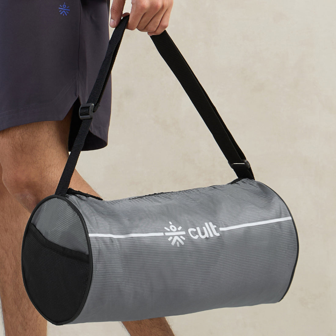 Cult Gym Bag 12L Grey with Black Shaker Bottle 550ml Black