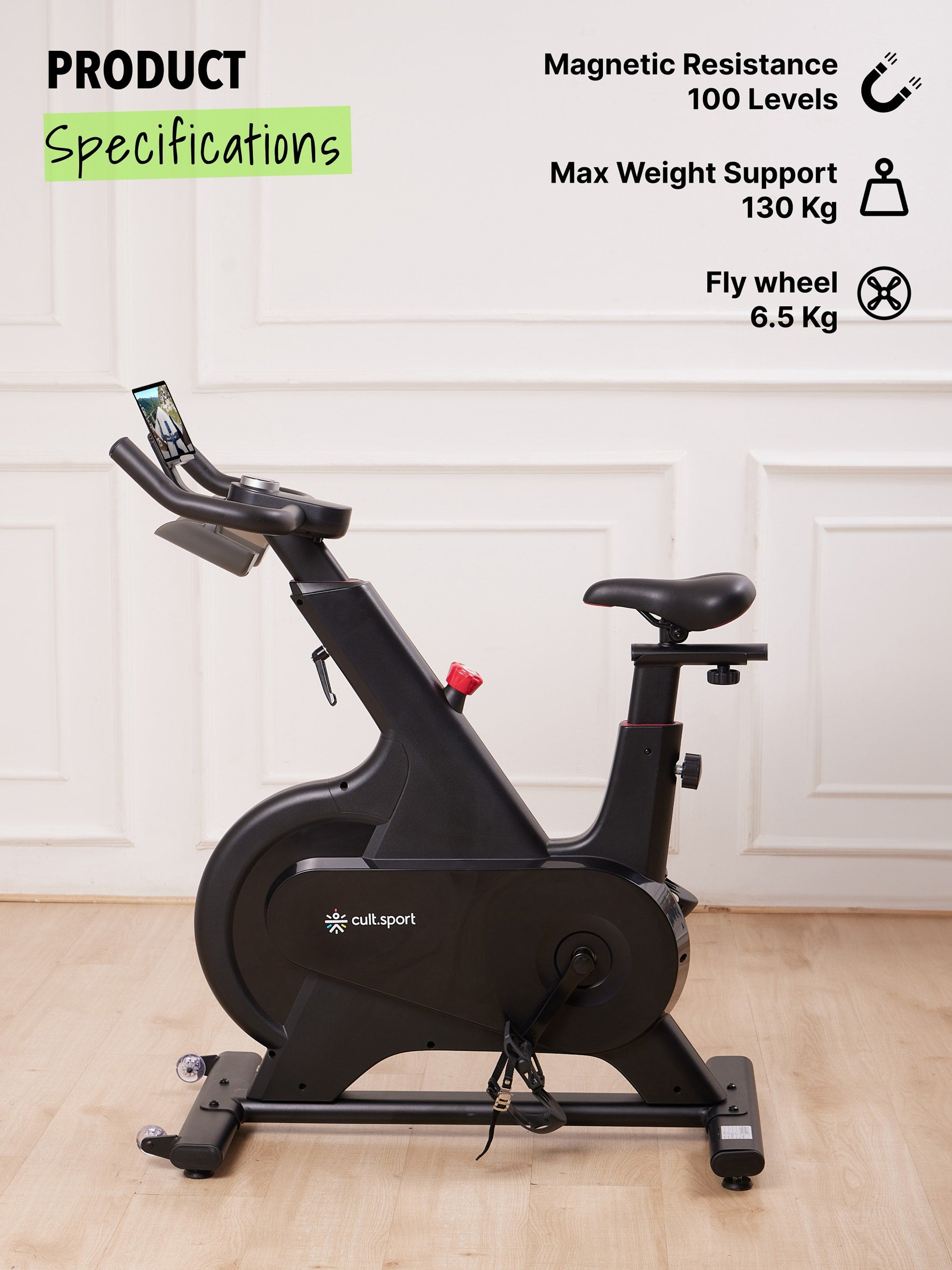 Smartbike Danville | 6.5kg Flywheel | Max Weight-130kg | 100 Level Magnetic Resistance (with 6 months extended warranty)