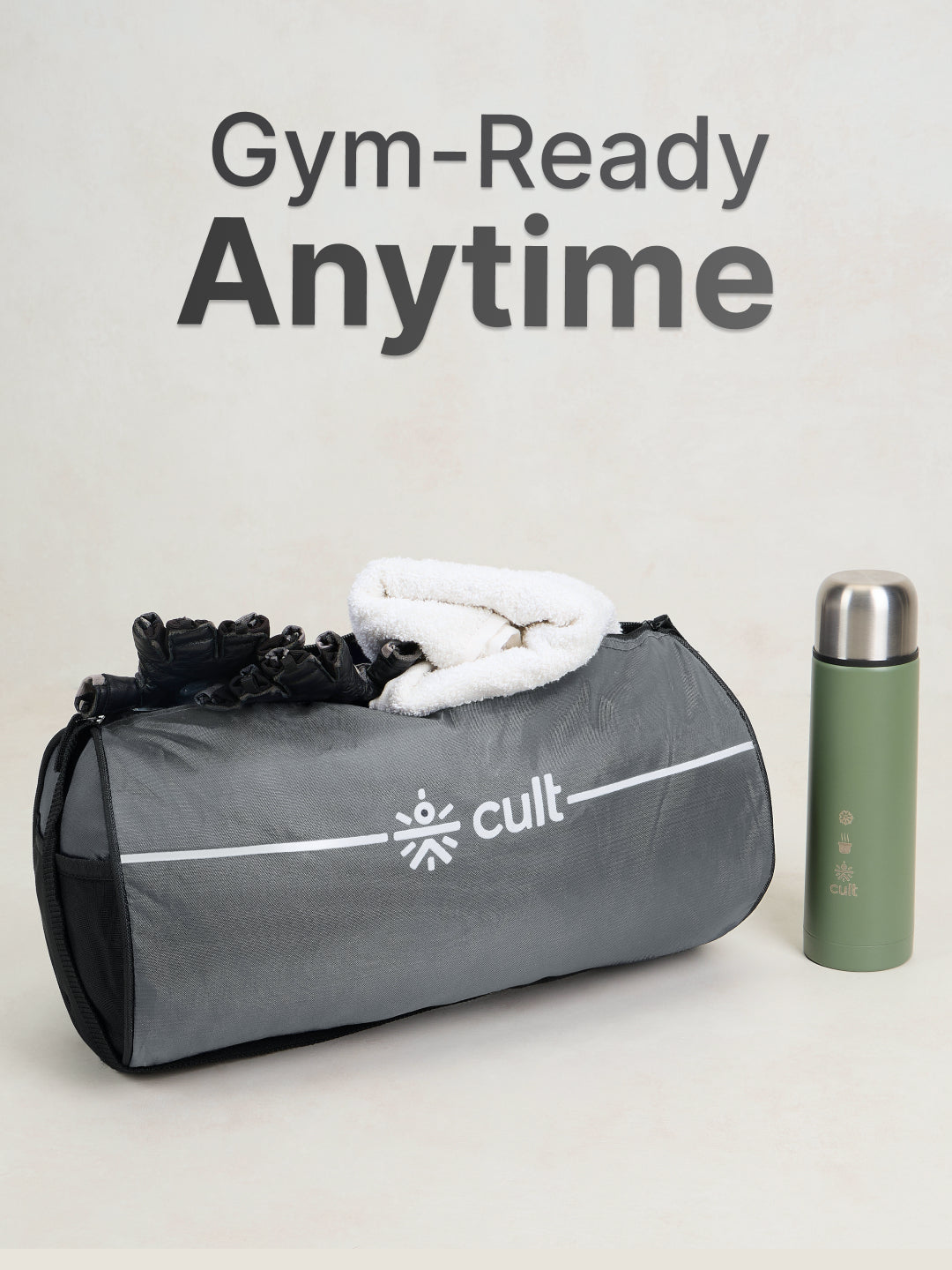 Duffle Bag Unisex Adjustable Strap Mesh pocket Gym & Sport Bag Grey 12 L