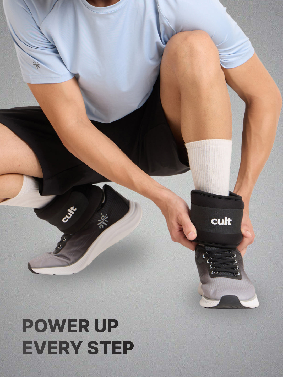 cult Ankle Weight Bands Black For Gym and Training Resistance Bands for Men & Women Pair of 2 (1 kg each)