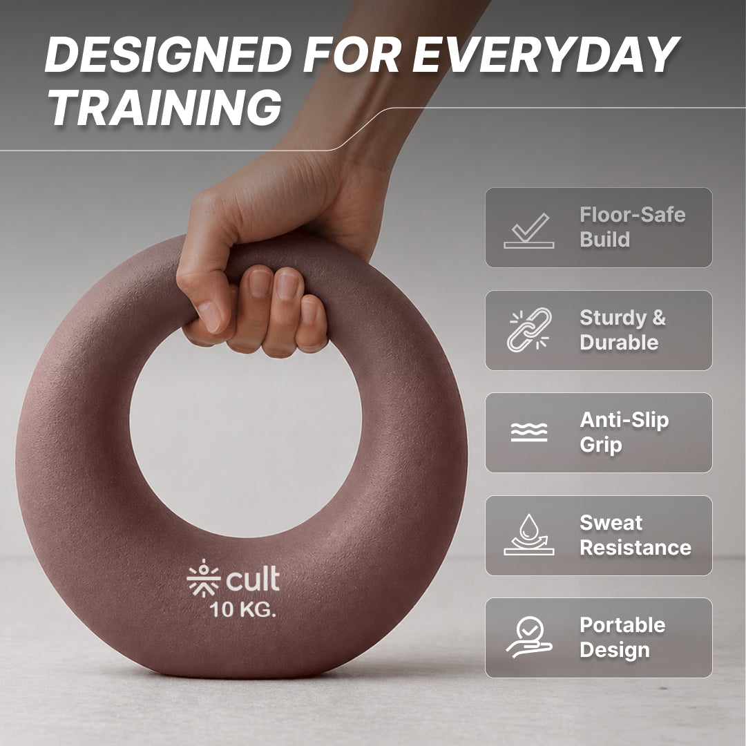 Cult Moon Kettlebell 10 Kg with Neoprene Coating, Cast Iron Core, Wide Handle & Stable Base for Strength Training & Home Workouts