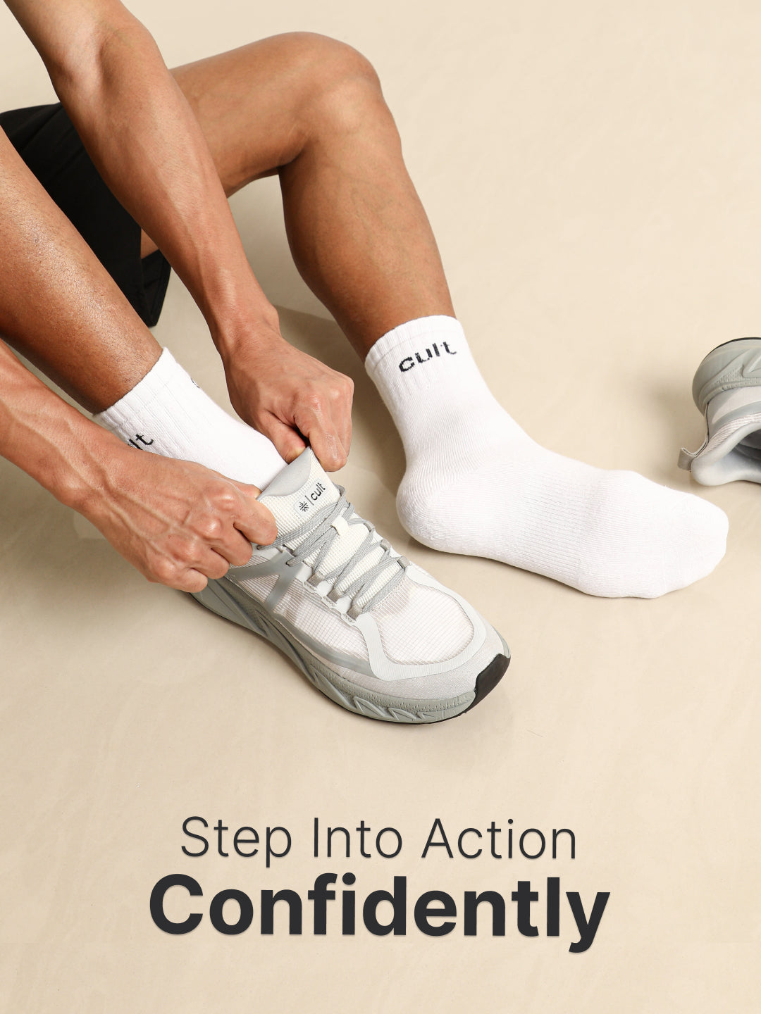 Sports Crew Length Pack of 2 White Men's Cotton Socks