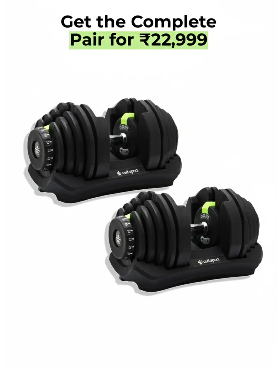 40 kg Compact Adjustable Dumbbell (5kg to 40kg), Easy Weight Change: 17-in-1 (1 piece) (6 Months extended Warranty only on Cultsport.com)