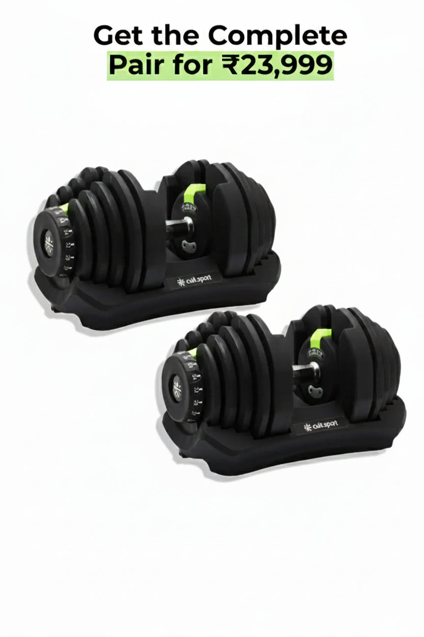 40 kg Compact Adjustable Dumbbell (5kg to 40kg), Easy Weight Change: 17-in-1 (1 piece) (6 Months extended Warranty only on Cultsport.com)