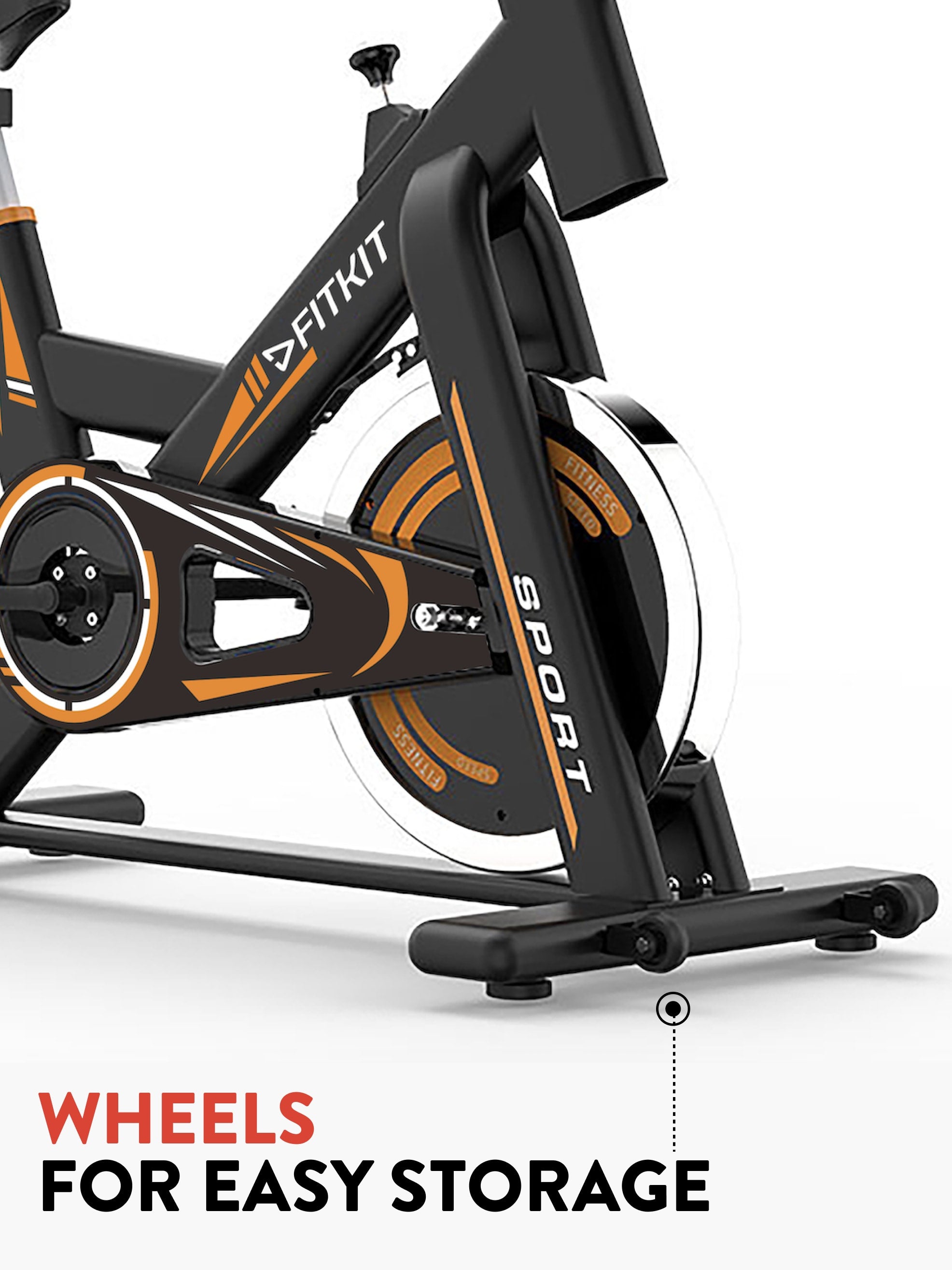 FK2000 Spin Bike Flywheel- 6kg, Max weight- 120 kg, Resistance Mechanism - Friction, Orange (with 6 months extended warranty)