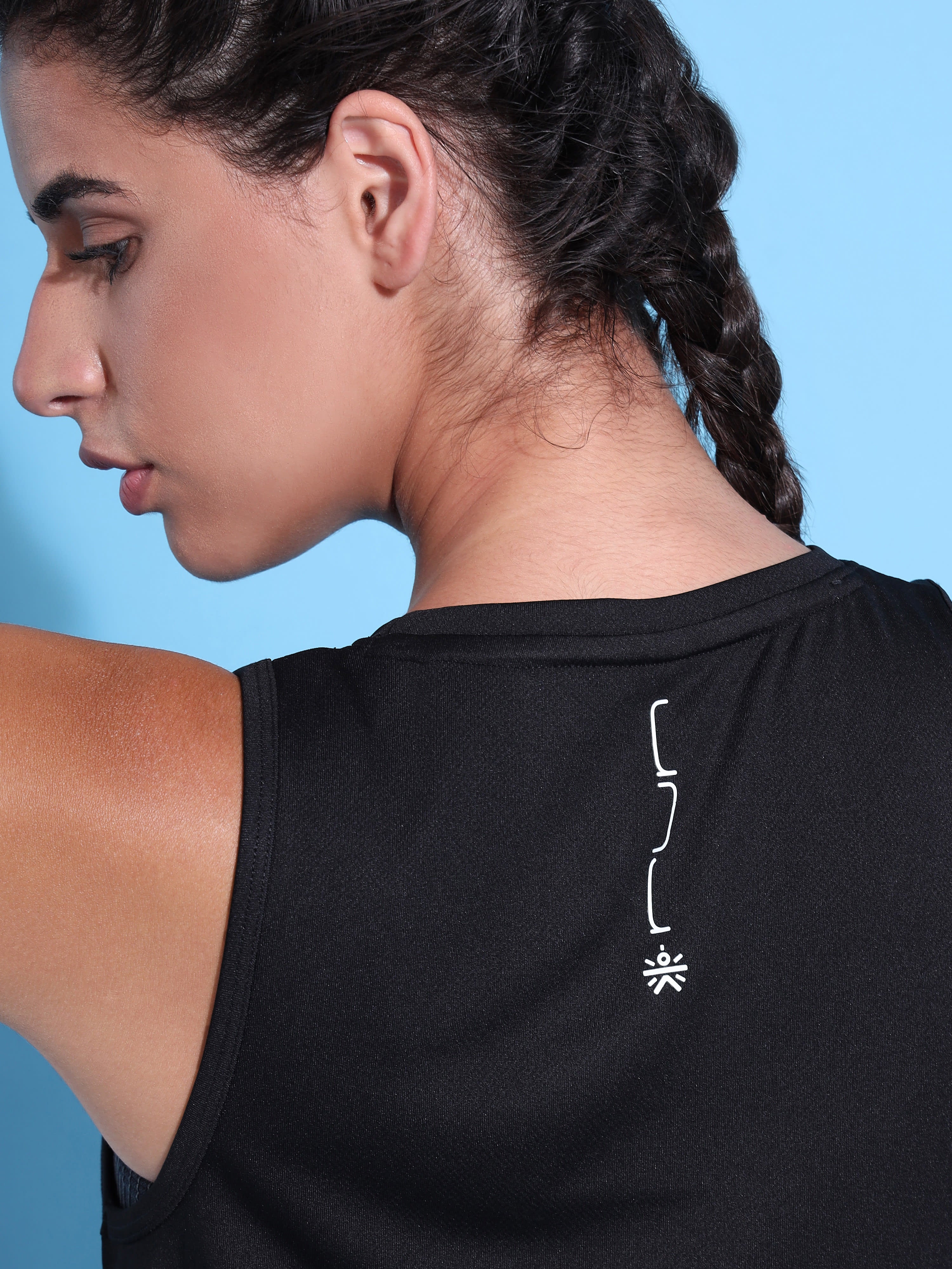 Graphic Print Cropped Gym T-shirt