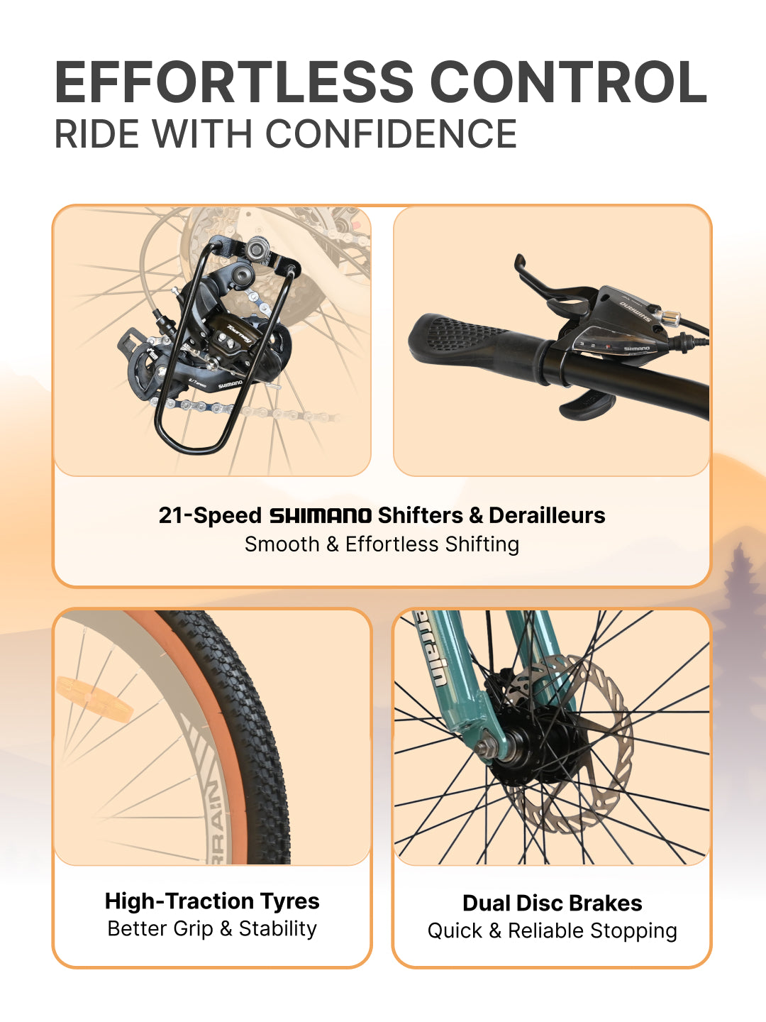 Aeroblast Mountain Bike Alloy Frame 21 Speed Cycle 29 inch With Front Suspension, Triple Wall Rim and Dual Disc Brakes, Ideal For 5.6 ft to 6 ft & above, 15+ Years, Unisex (WhiteBlue)