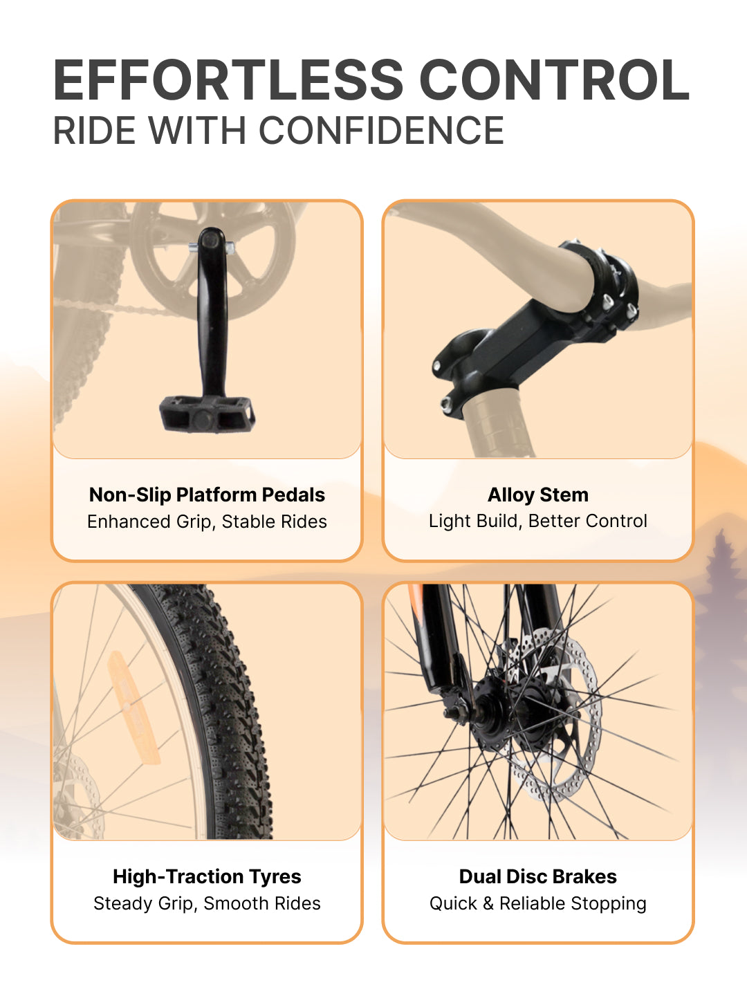 UT5001S26 Mountain Bike Steel Single Speed Cycle 26 inch Tyre, Dual Disc Brake, Front Suspension, Double Wall Alloy Rim, Black