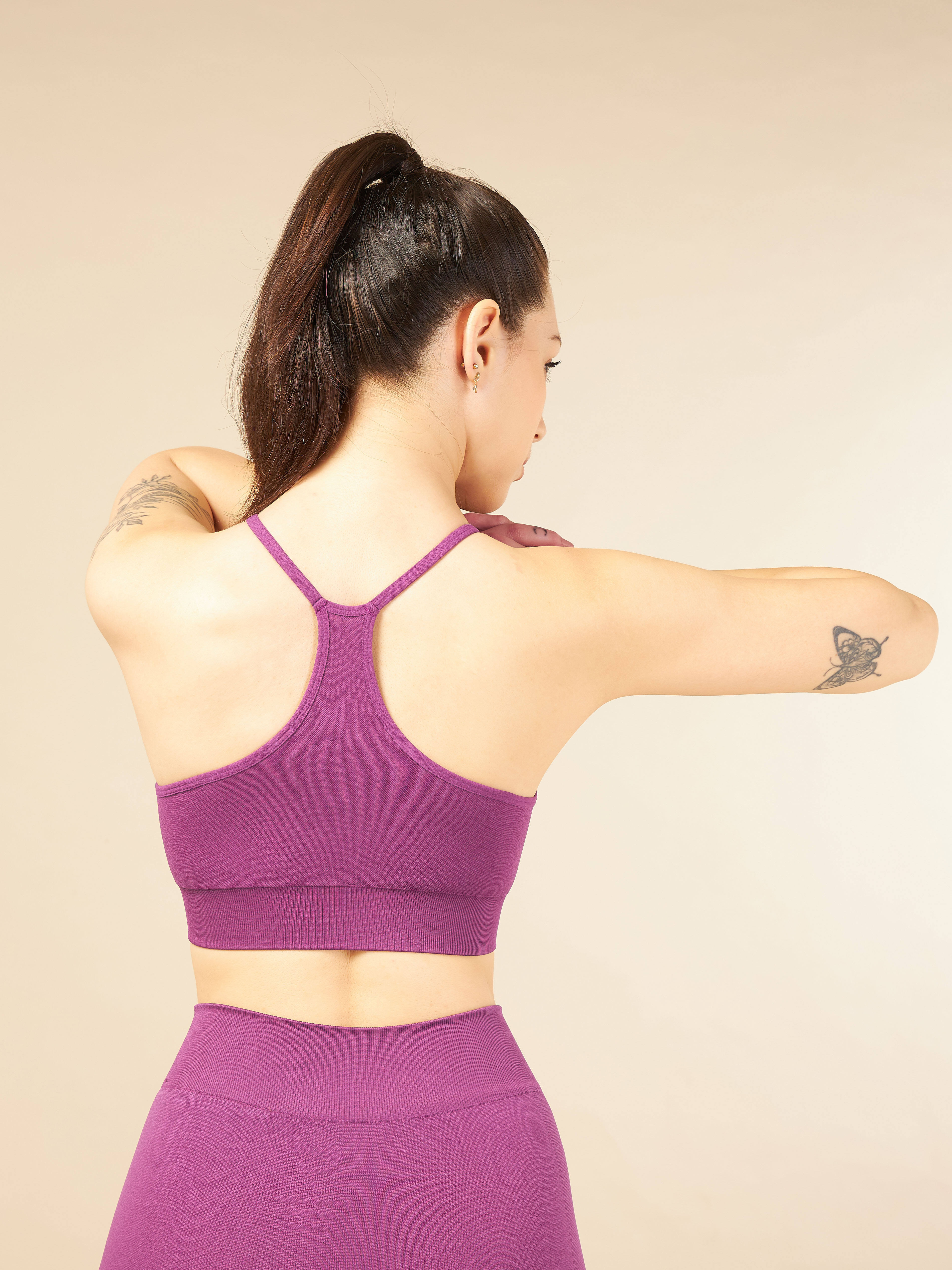 Purple Seamless Medium-Support High-Coverage Sports Bra