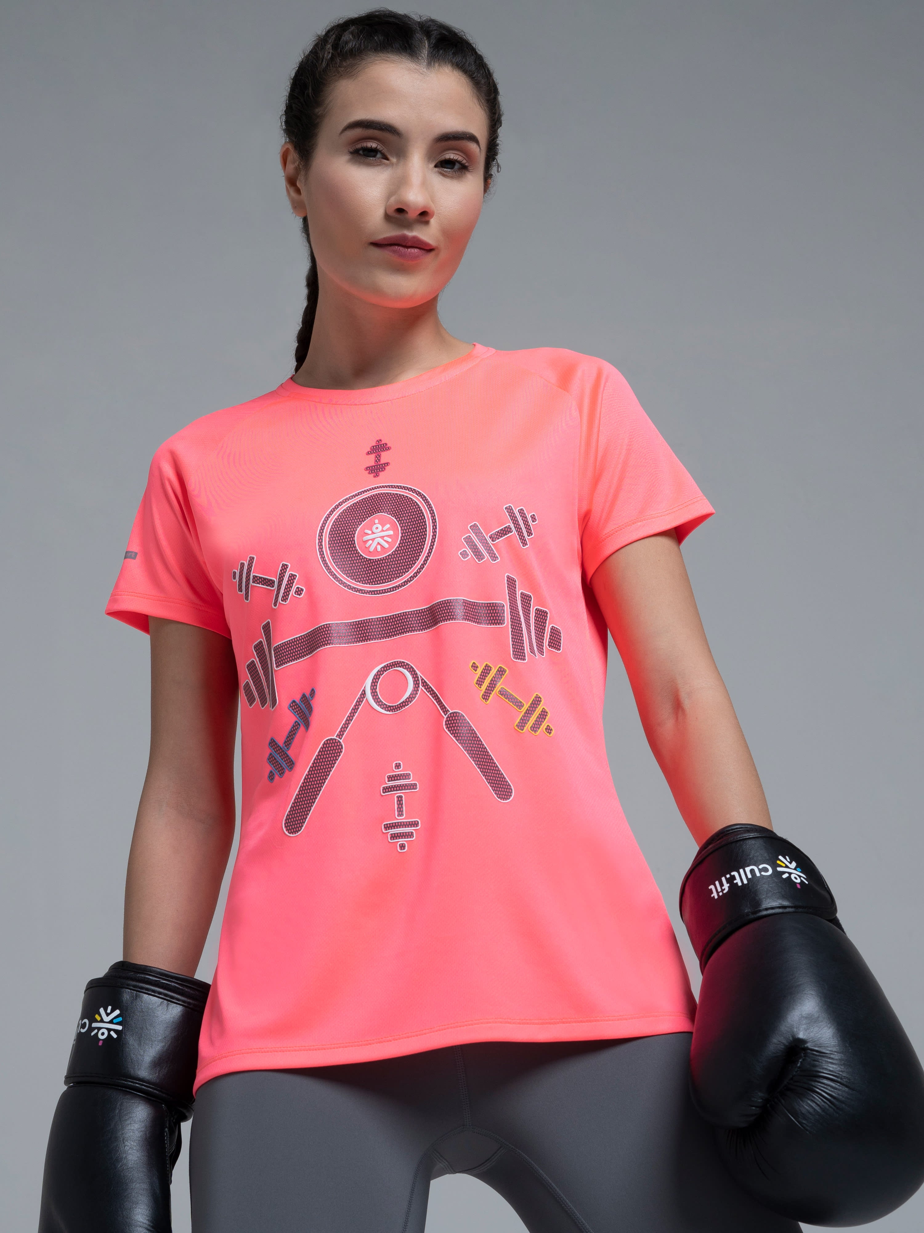 Women's Pastel Printed Workout T-shirt