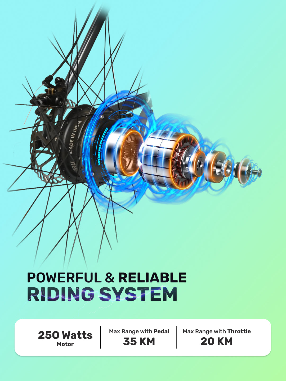 OMEGA26TBLACK with 4.5 hrs Fast Charg, BLDC Motor 26 inches Single Speed Lithium-ion (Li-ion) Electric Cycle, Ideal for Unisex, 13+ Years