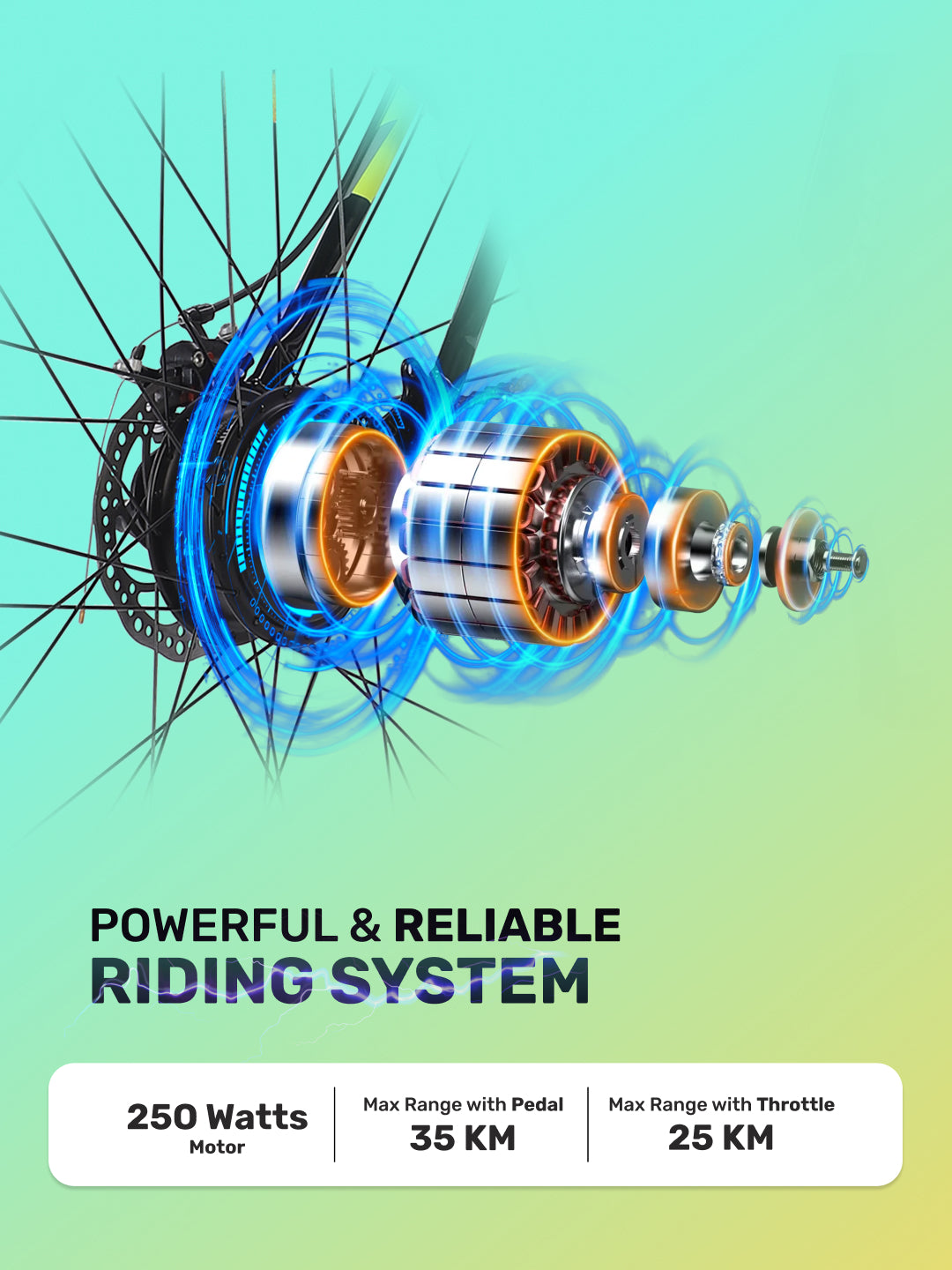 Escalator 27.5T Green with 250W BLDC Motor| 4 Hours Fast Charge| 7.8 Ah Li-ion Battery| Up to 35 Km| 27.5 Inches Wheels| Single Speed Electric Cycle | Ideal for 15+ Years