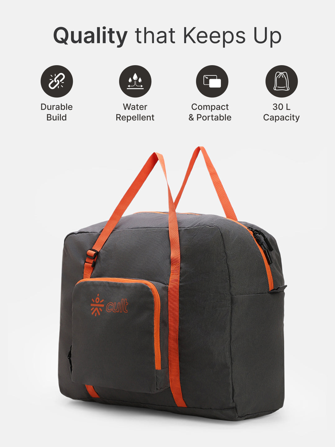 cult Foldable Duffle Bag  30L Grey