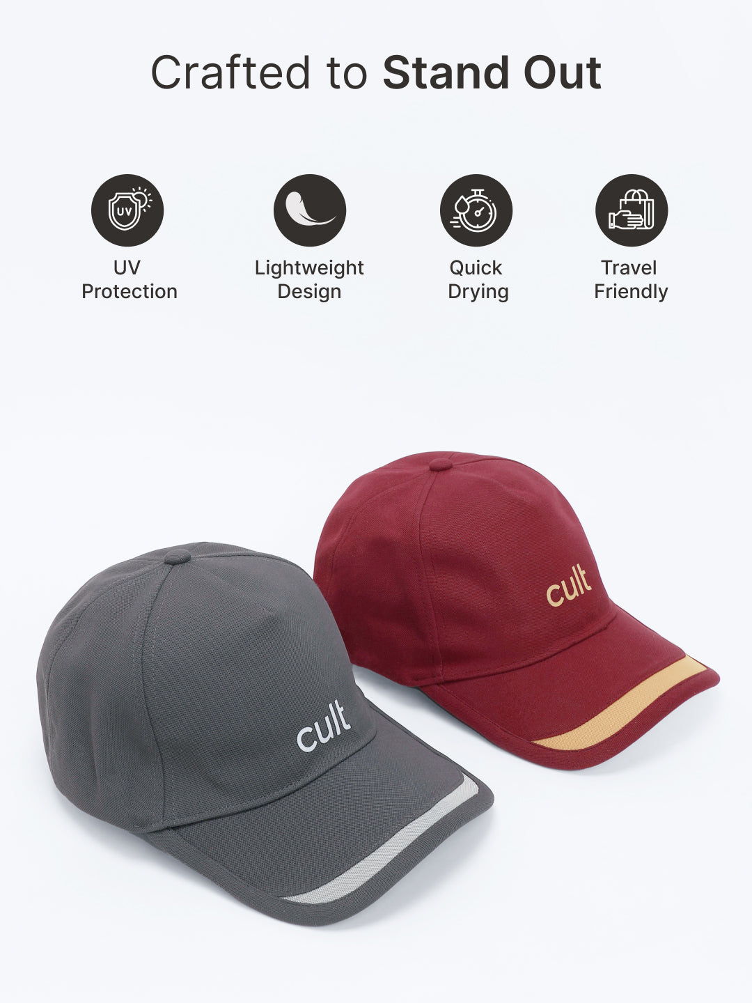 cult Front Pop Cap Charcoal with Grey- Unisex Adjustable Cap for Men & Women