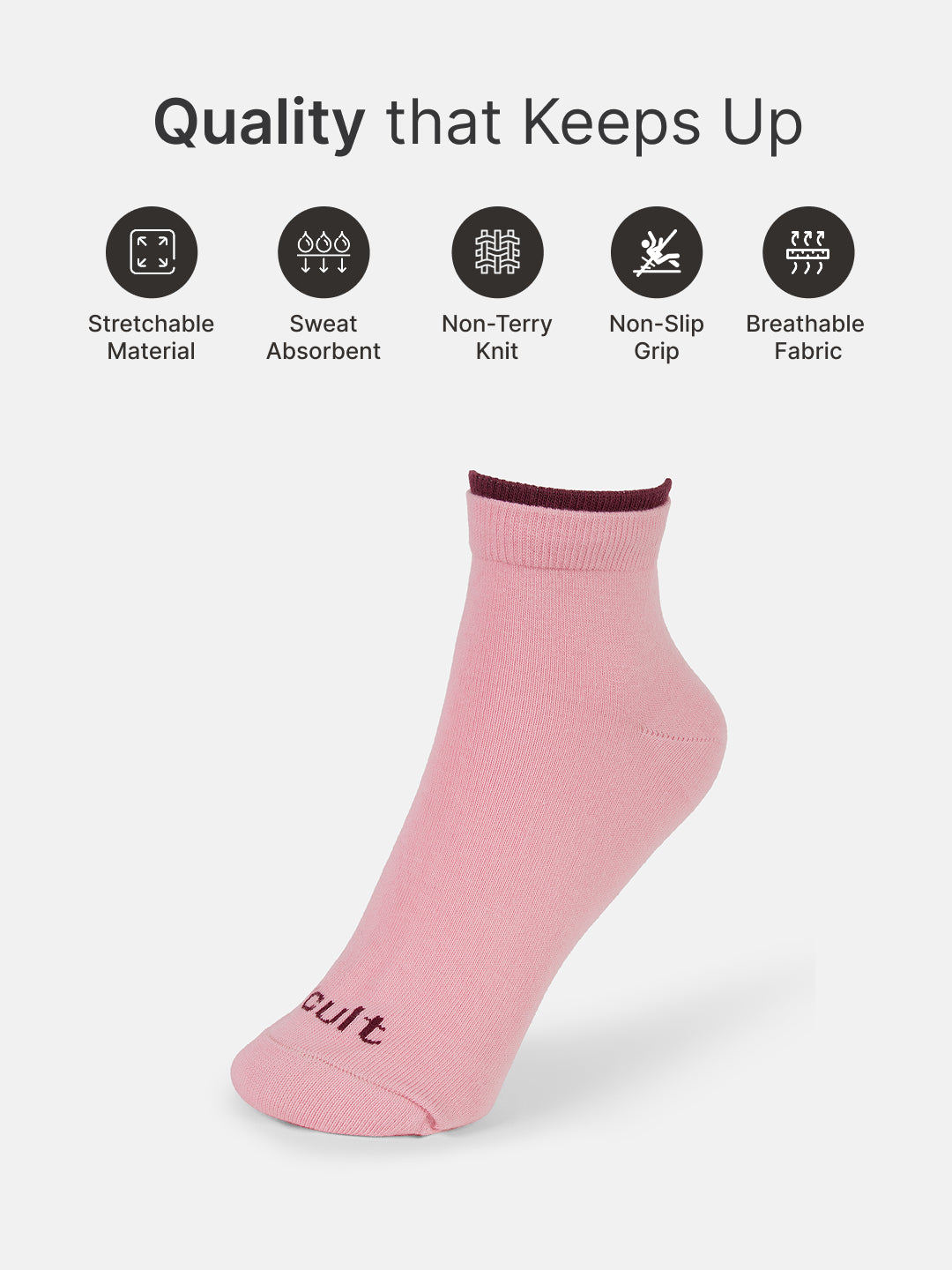 Casual Ankle Length Solid Pack of 3 Smoky Blush,Lime & Pink Socks Women