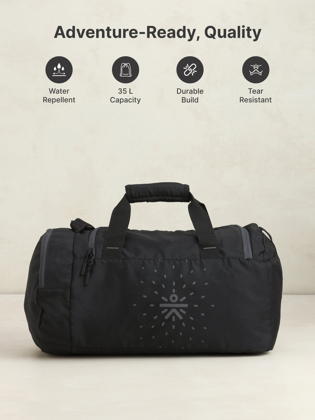 Cult Unisex Black Duffle Bag with Shoe Compartment