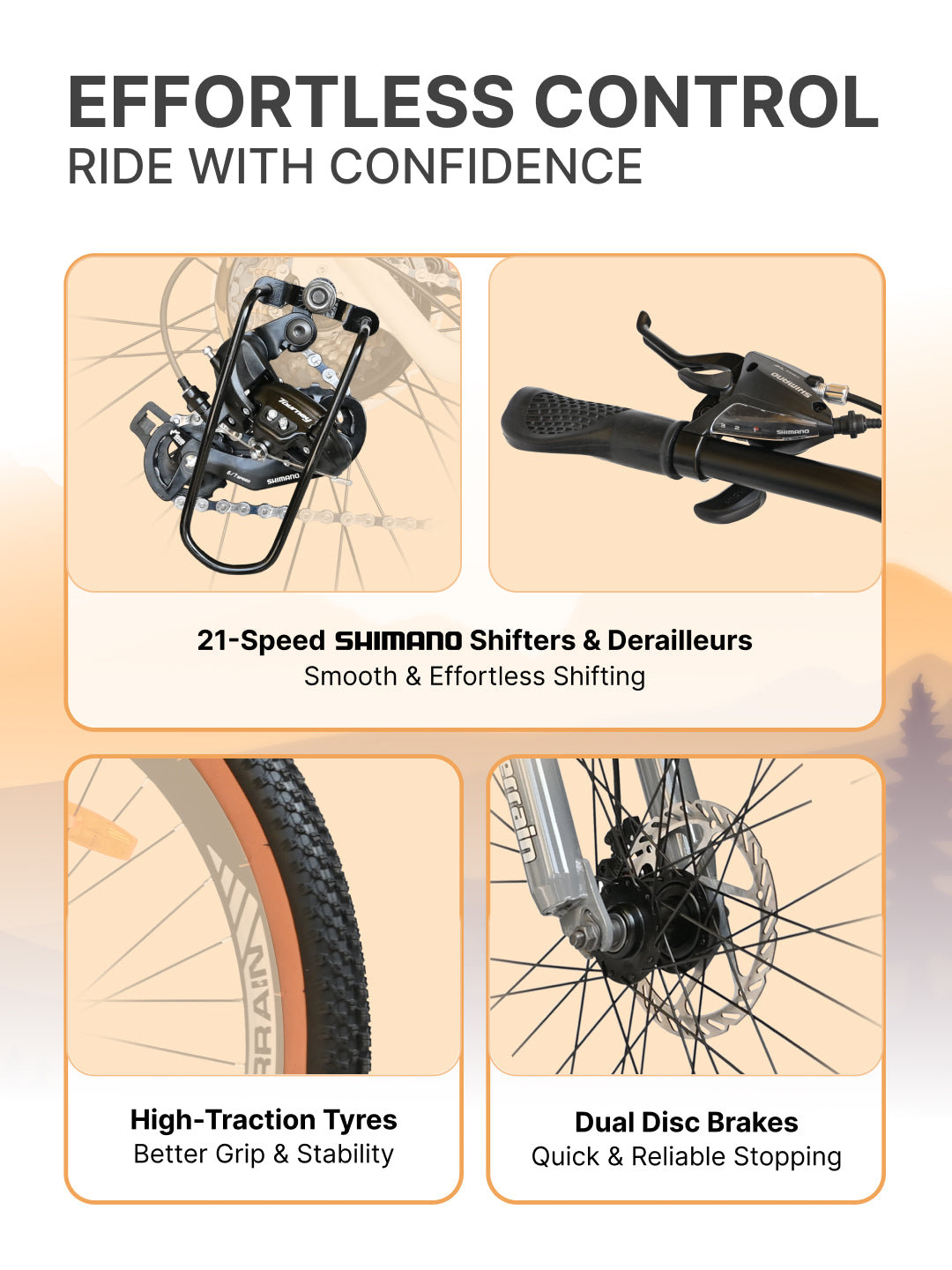 Aeroblast Mountain Bike Alloy Frame 21 Speed Cycle 27.5 inch With Front Suspension, Triple Wall Rim and Dual Disc Brakes, Ideal For 5.2 ft to 6 ft, 15+ Years, Unisex (WhiteGrey)