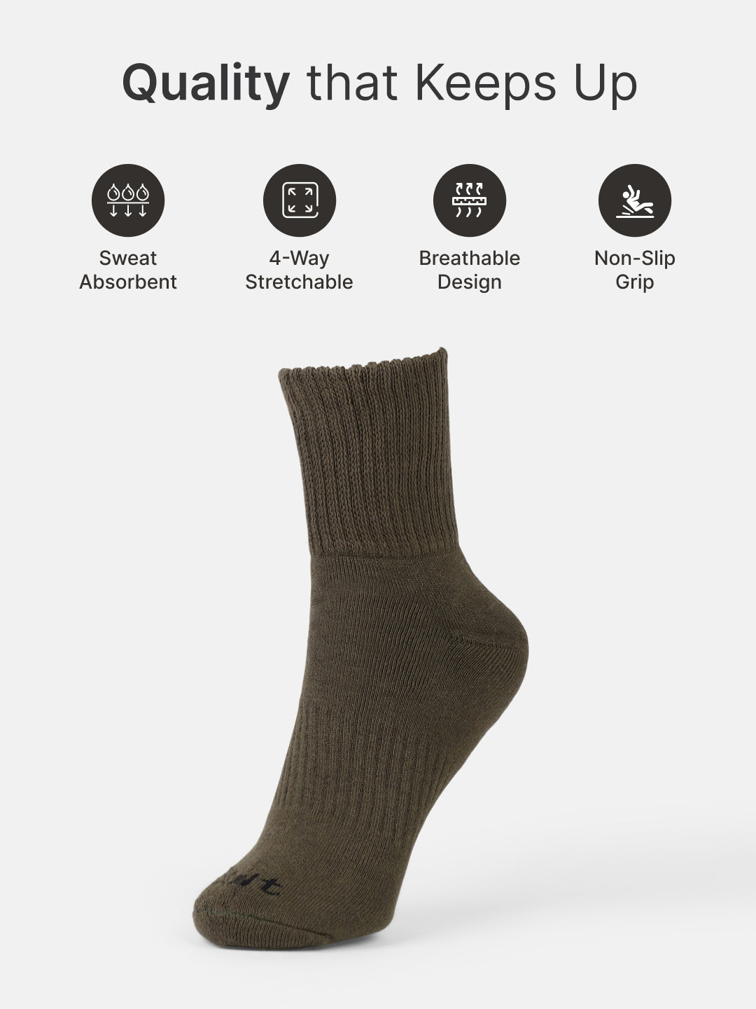 Sports Crew Length Olive,Off White & Rust Pack of 3 Men's Solid Terry Socks